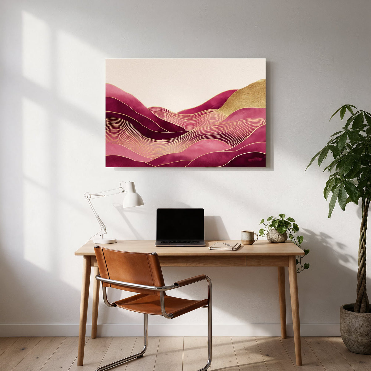 Gilded Mountain Waves — office room landscape