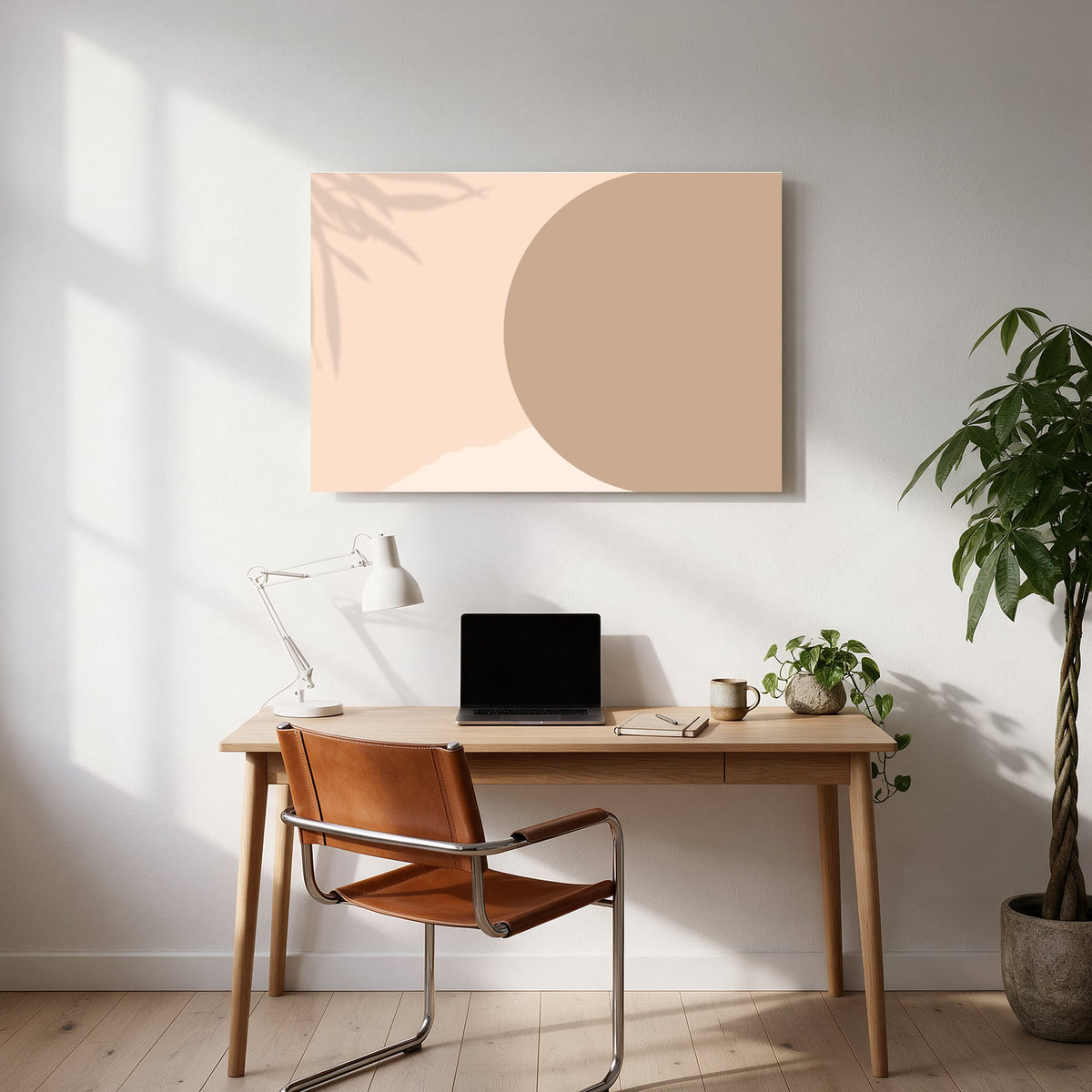 Peach Sun and Shadow Leaves — office room landscape