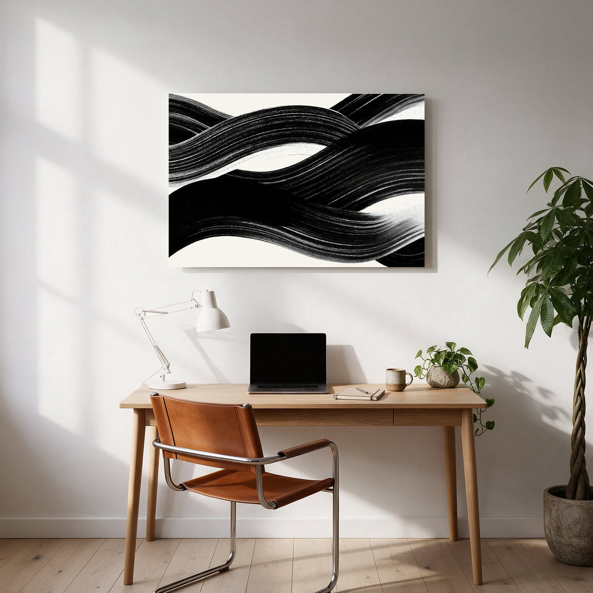 Braided Ink Waves — office room landscape