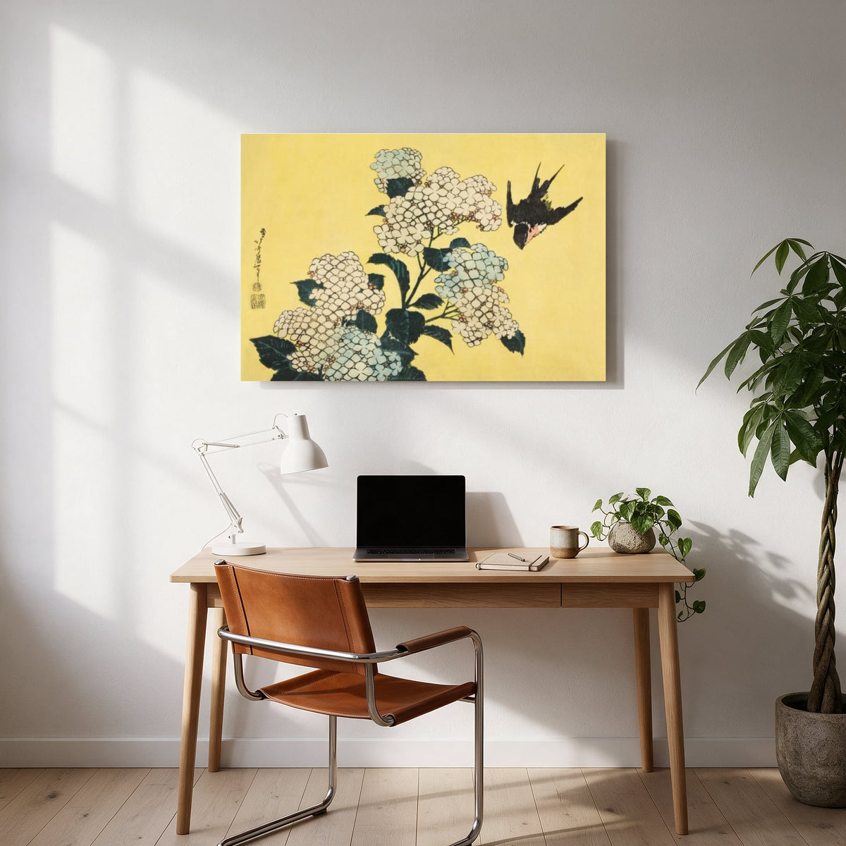 Hydrangea and Swallow — office room landscape