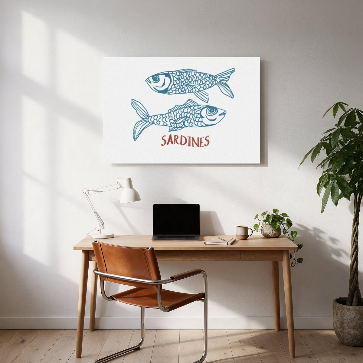 Sardines Illustration Print — office room landscape