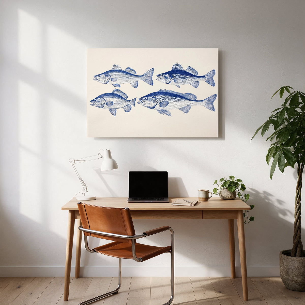 Vintage Bass Study — office room landscape