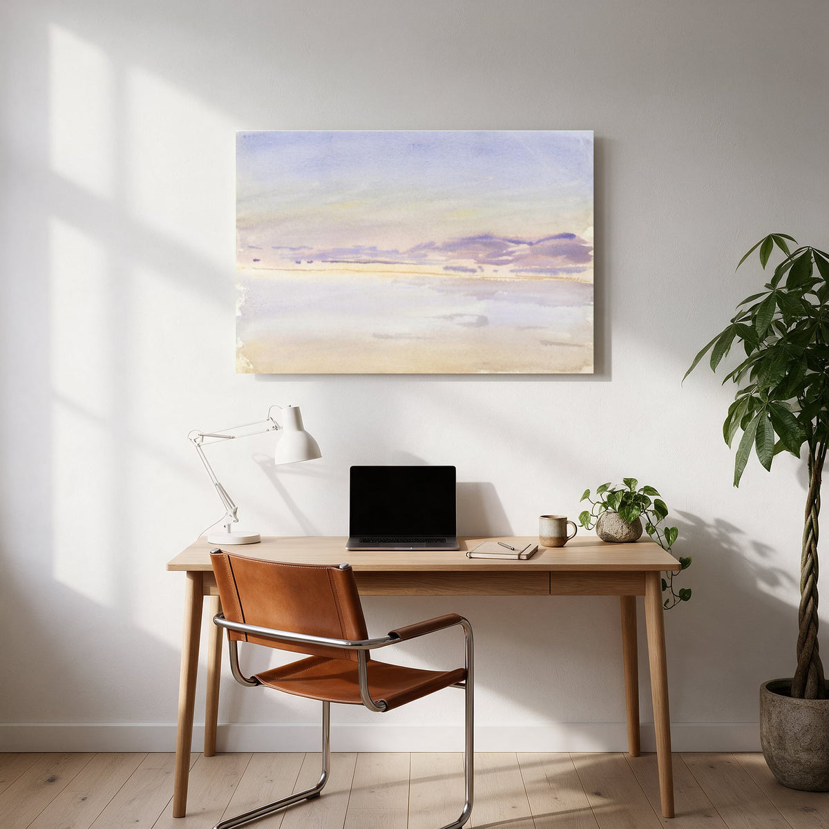 Lavender Shore Watercolor — office room landscape