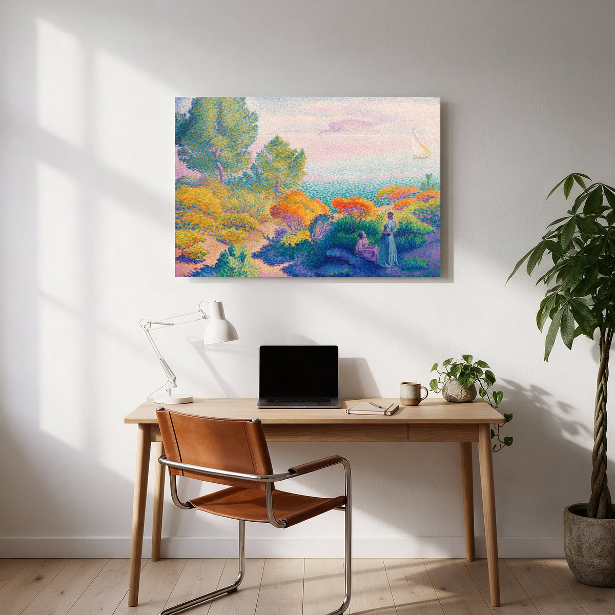 Coastal Scene in Dots — office room landscape