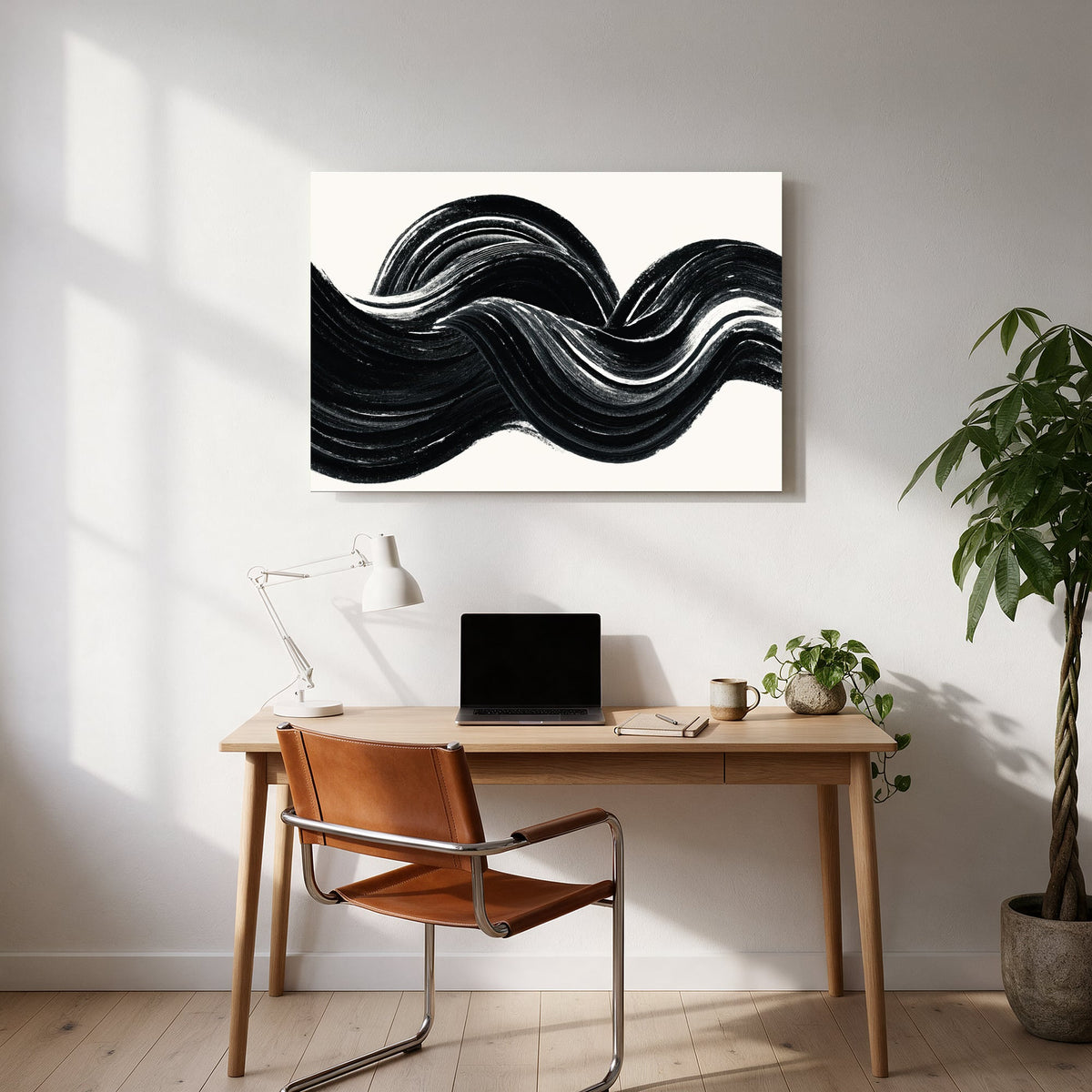 Woven Ink Waves — office room landscape