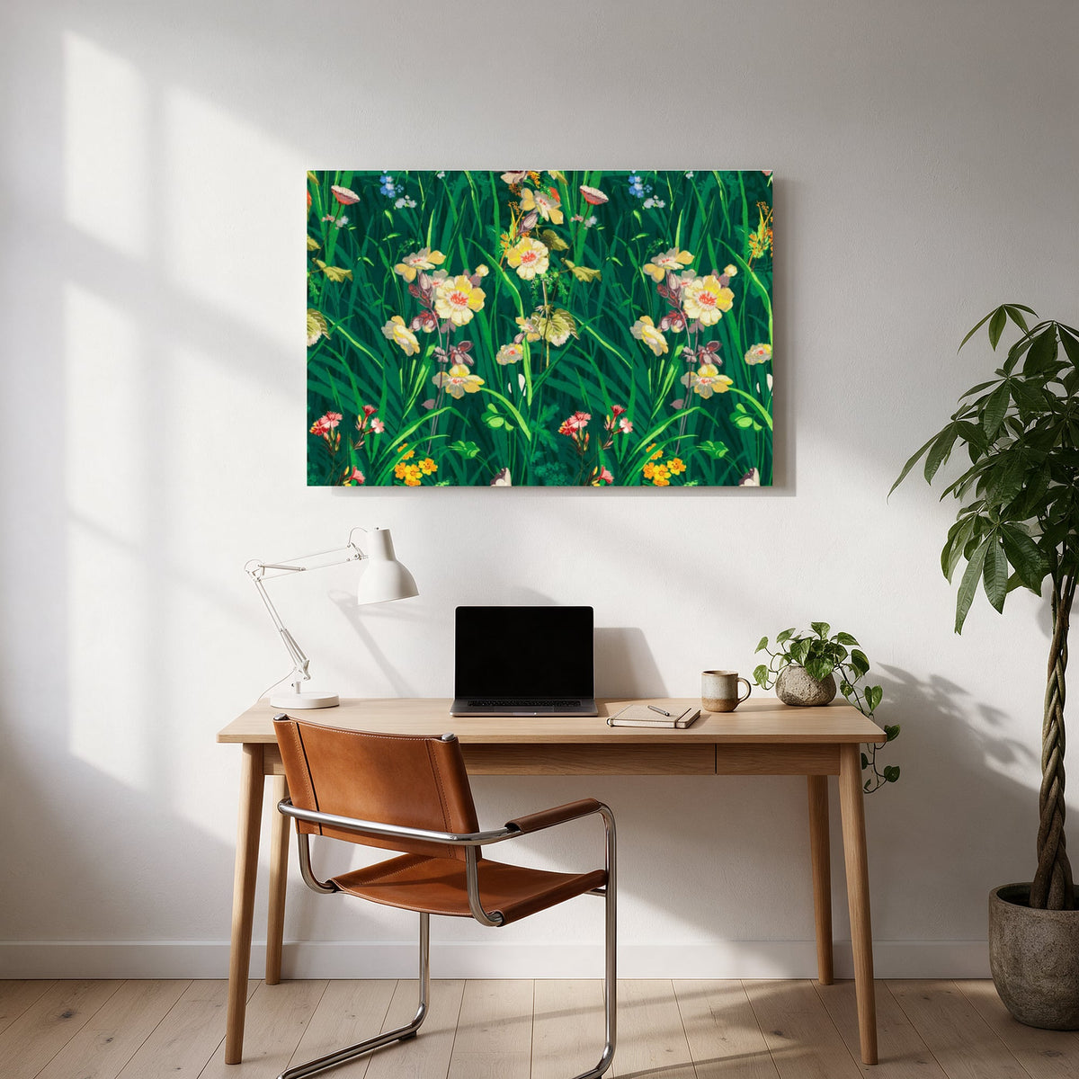 Yellow Flowers in Green Grass — office room landscape
