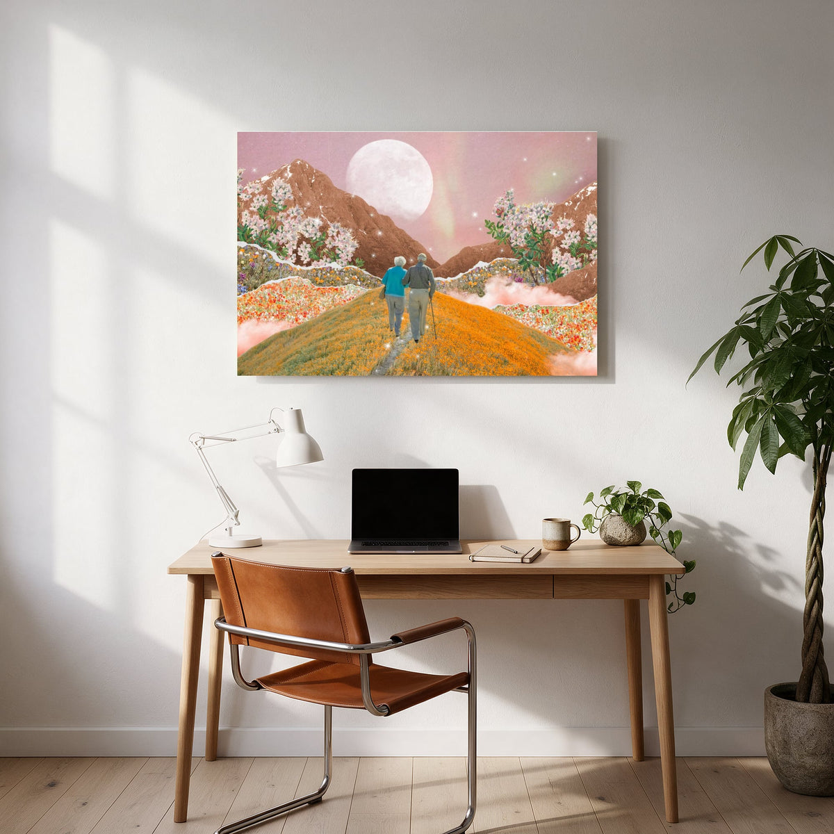 Moonlit Walk Between Blossoms — office room landscape