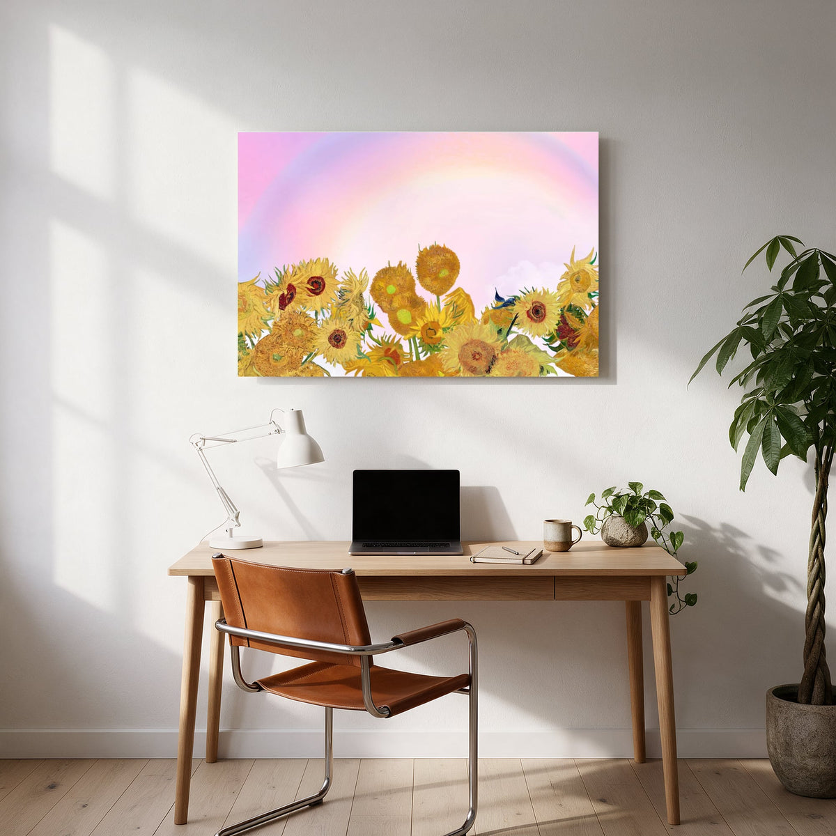 Sunflowers under a Rainbow — office room landscape
