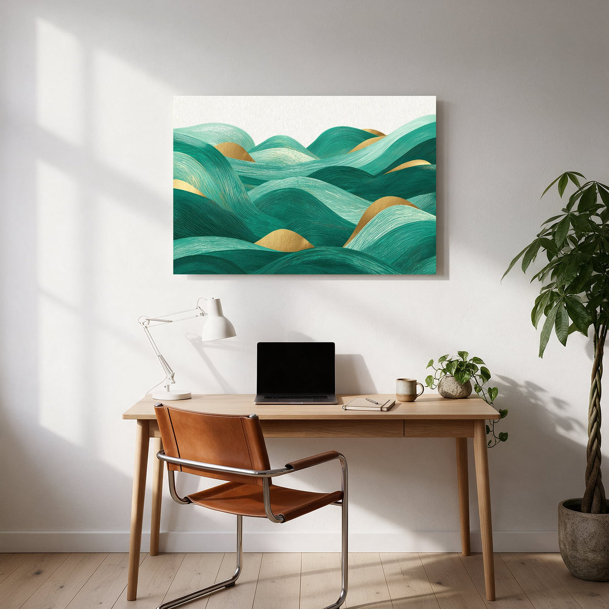 Emerald Ocean Waves — office room landscape