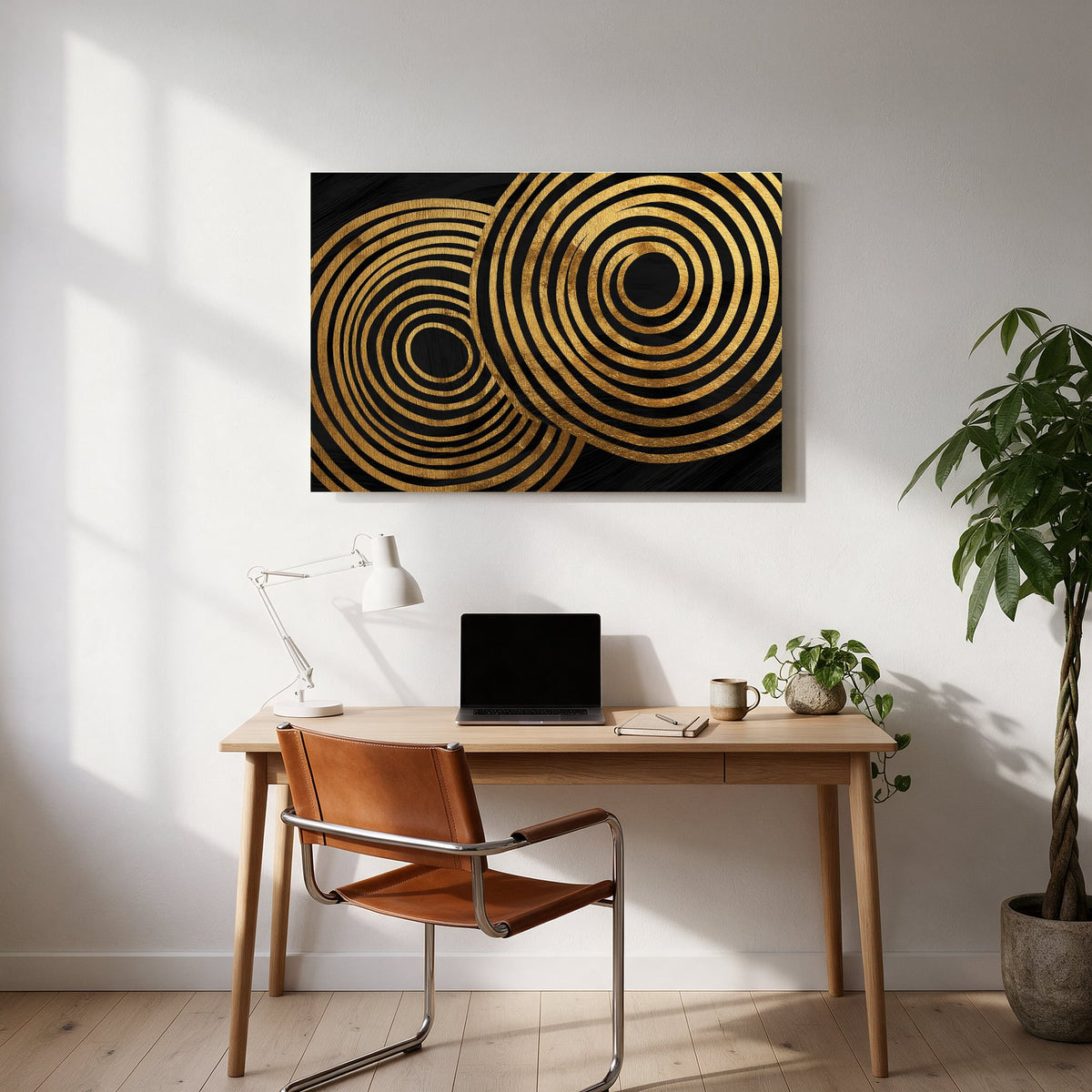 Concentric Gold Moons — office room landscape