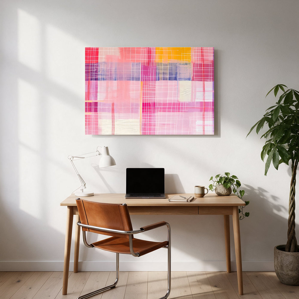 Violet Windowpane Check — office room landscape