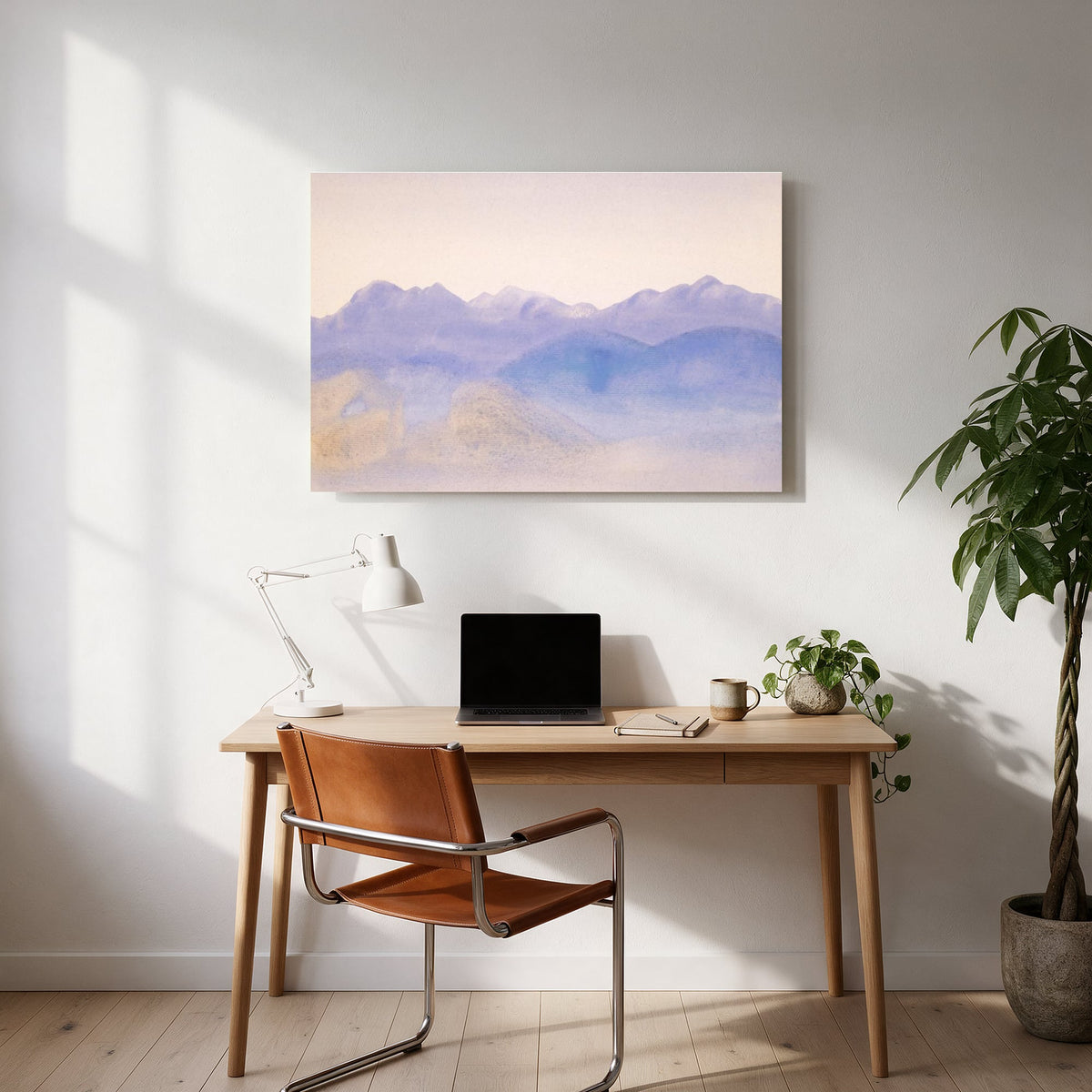 Violet Mountain Watercolor — office room landscape