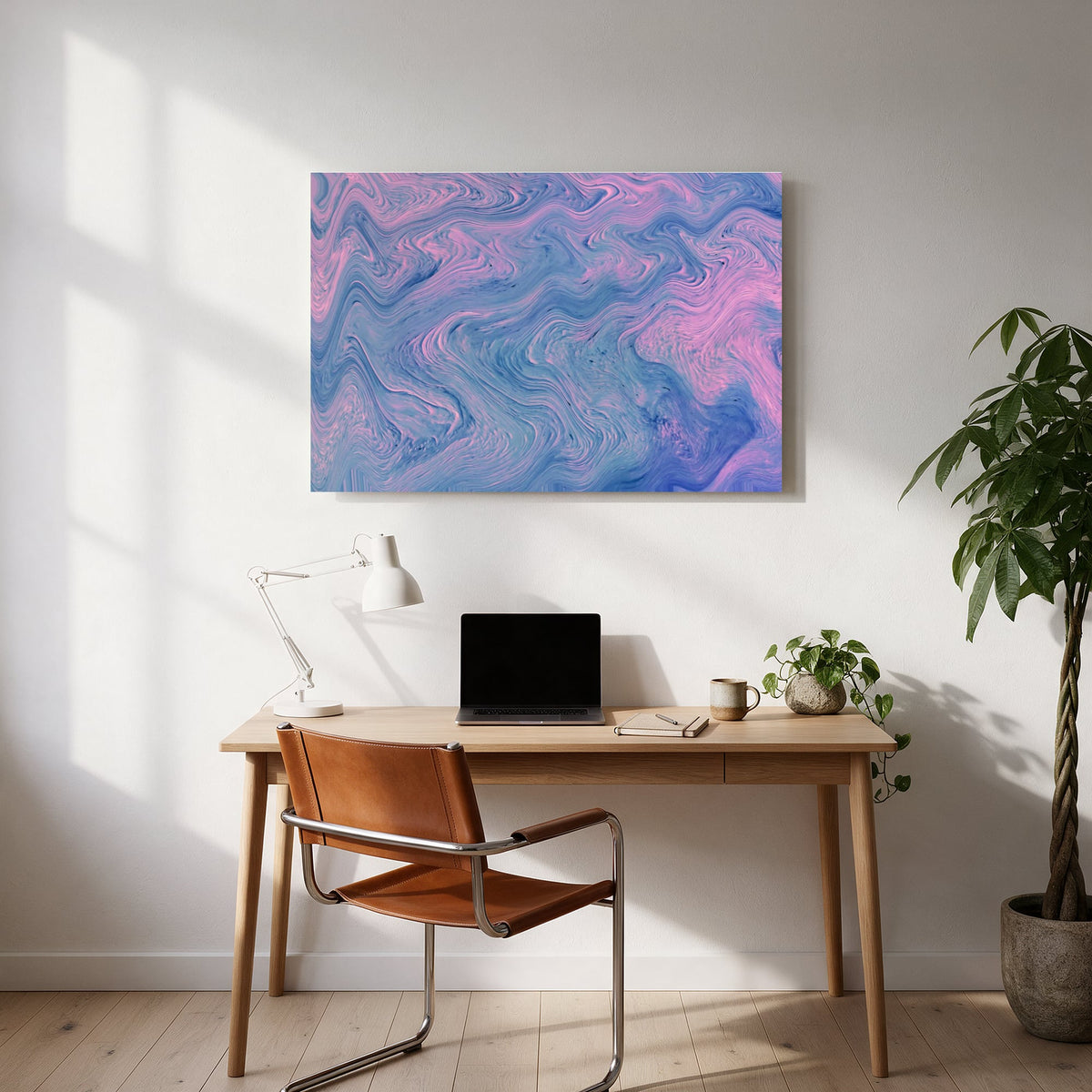 Pink and Blue Swirl — office room landscape