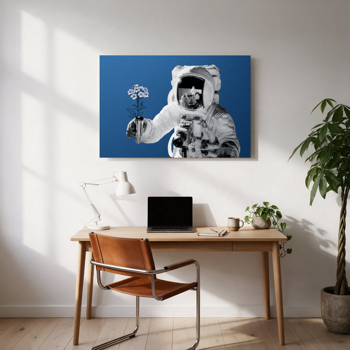 Astronaut's Flower Offering — office room landscape
