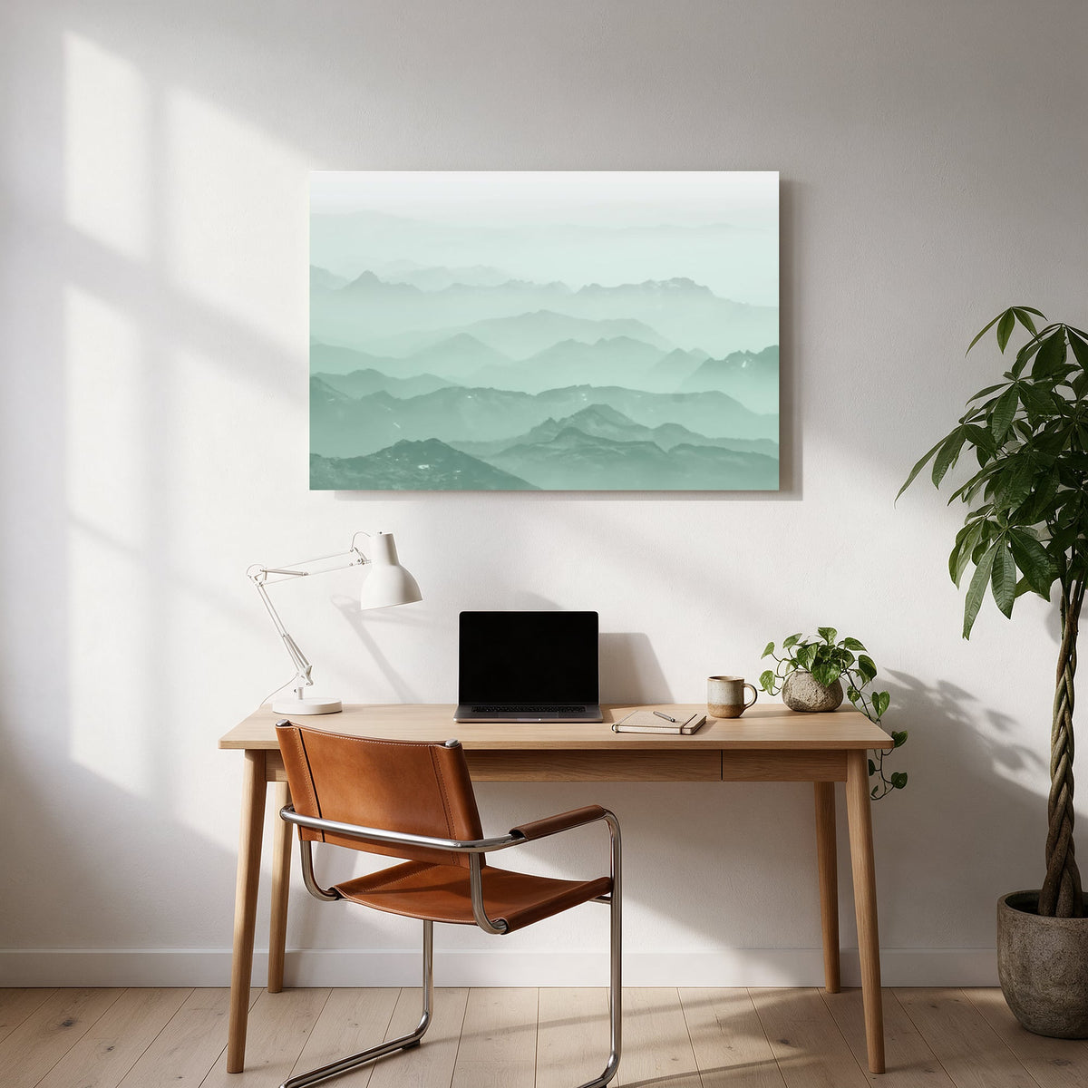 Misty Emerald Ridges — office room landscape