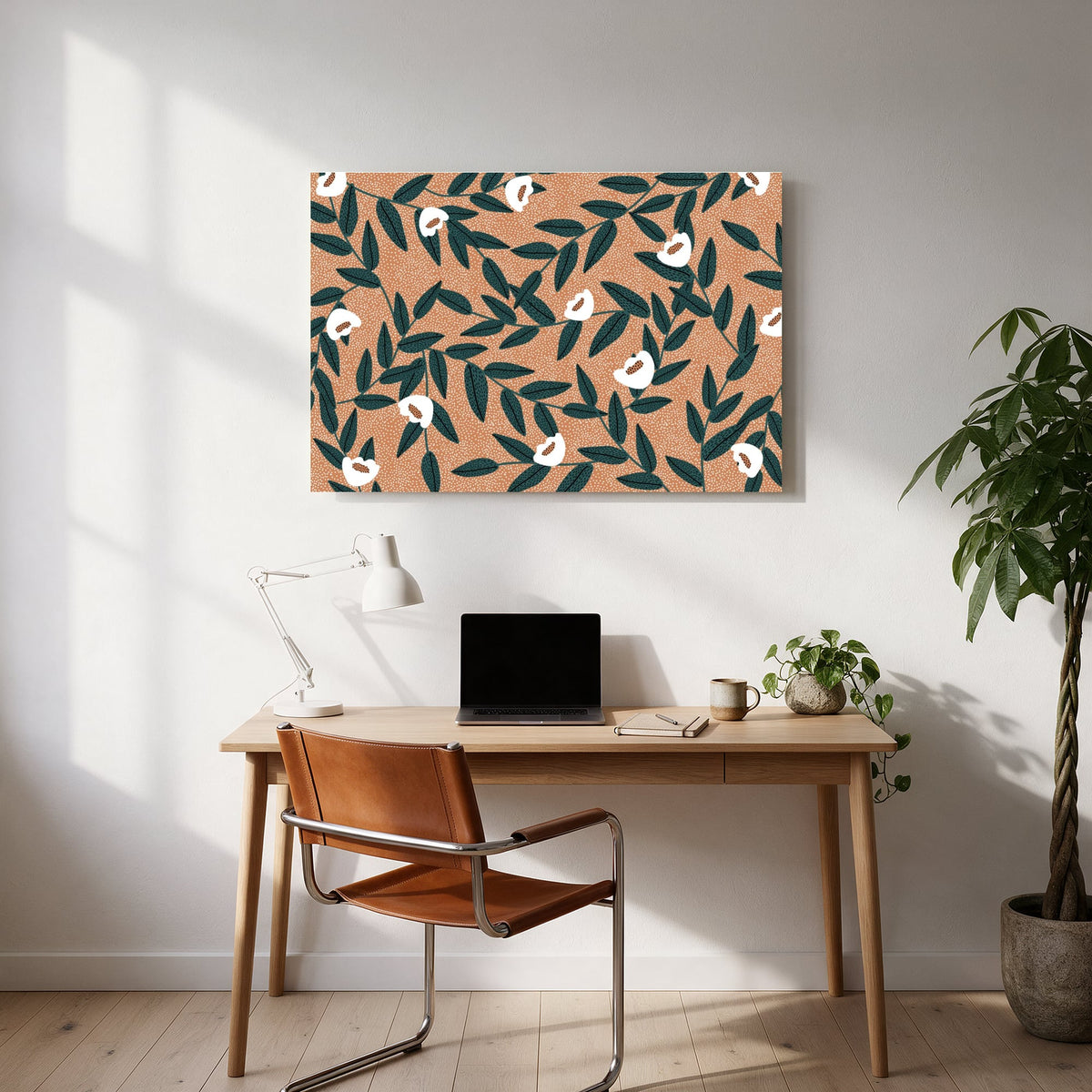 Camellia Leaf Pattern — office room landscape