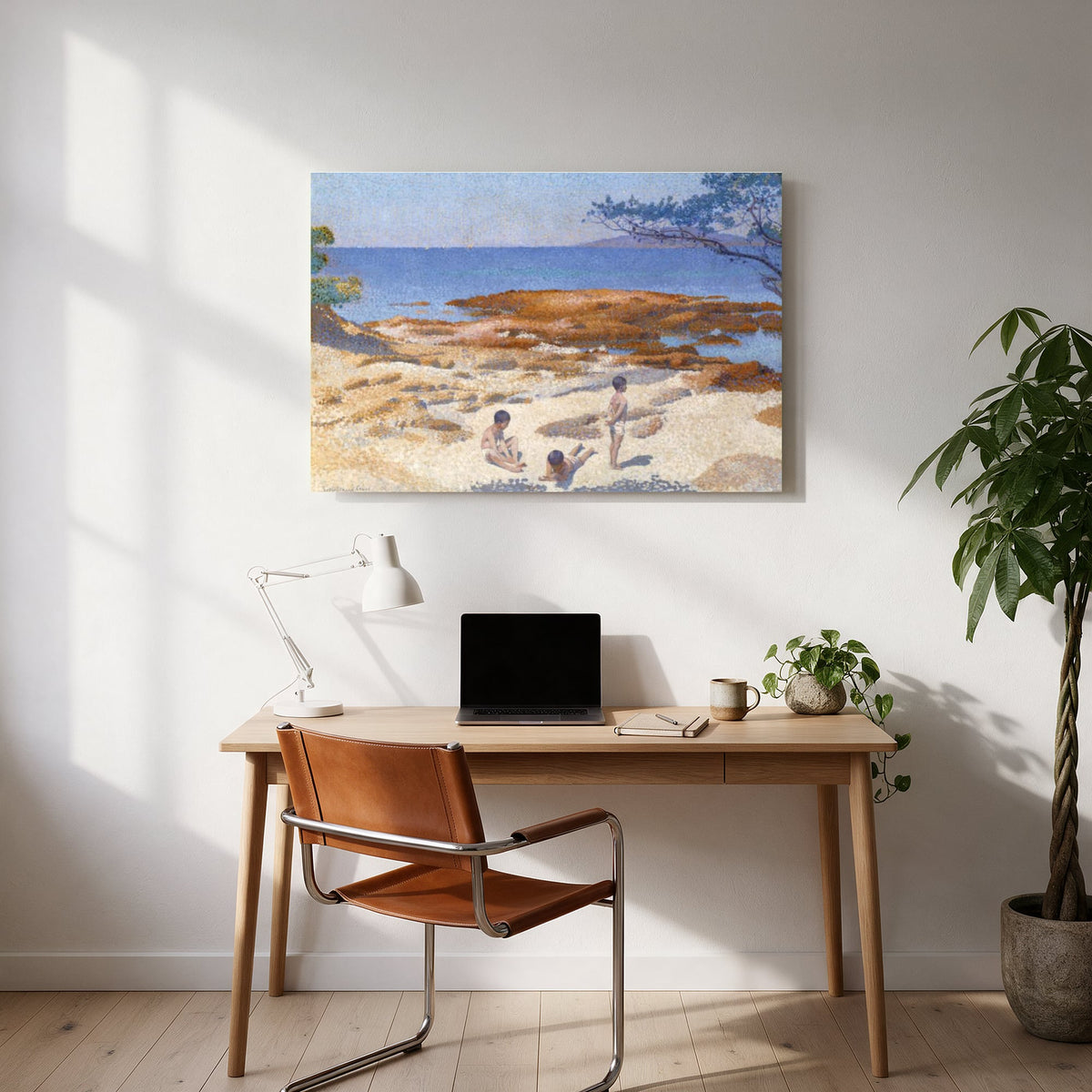 Sunlit Cove Bathers — office room landscape