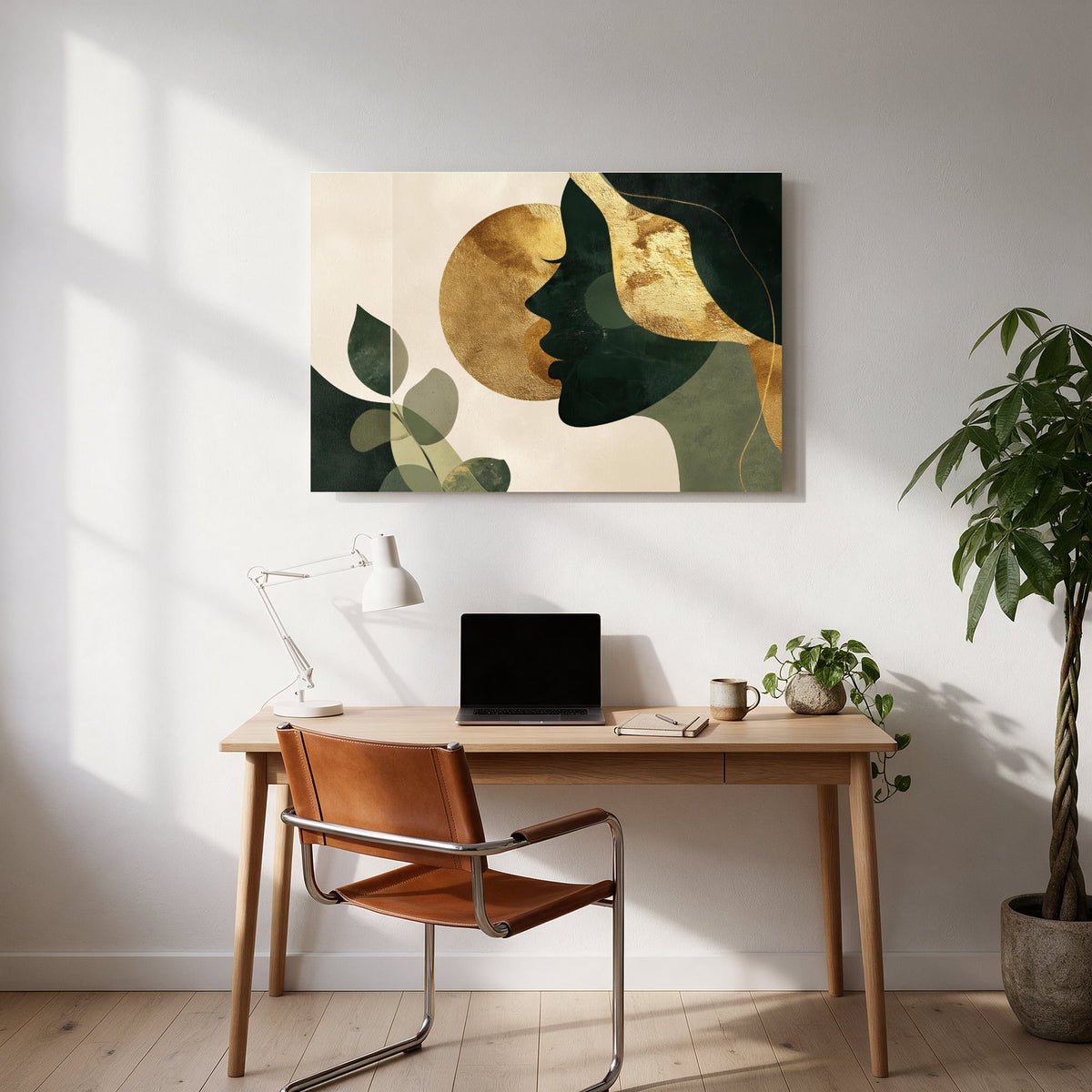 Golden Leaf Silhouette — office room landscape