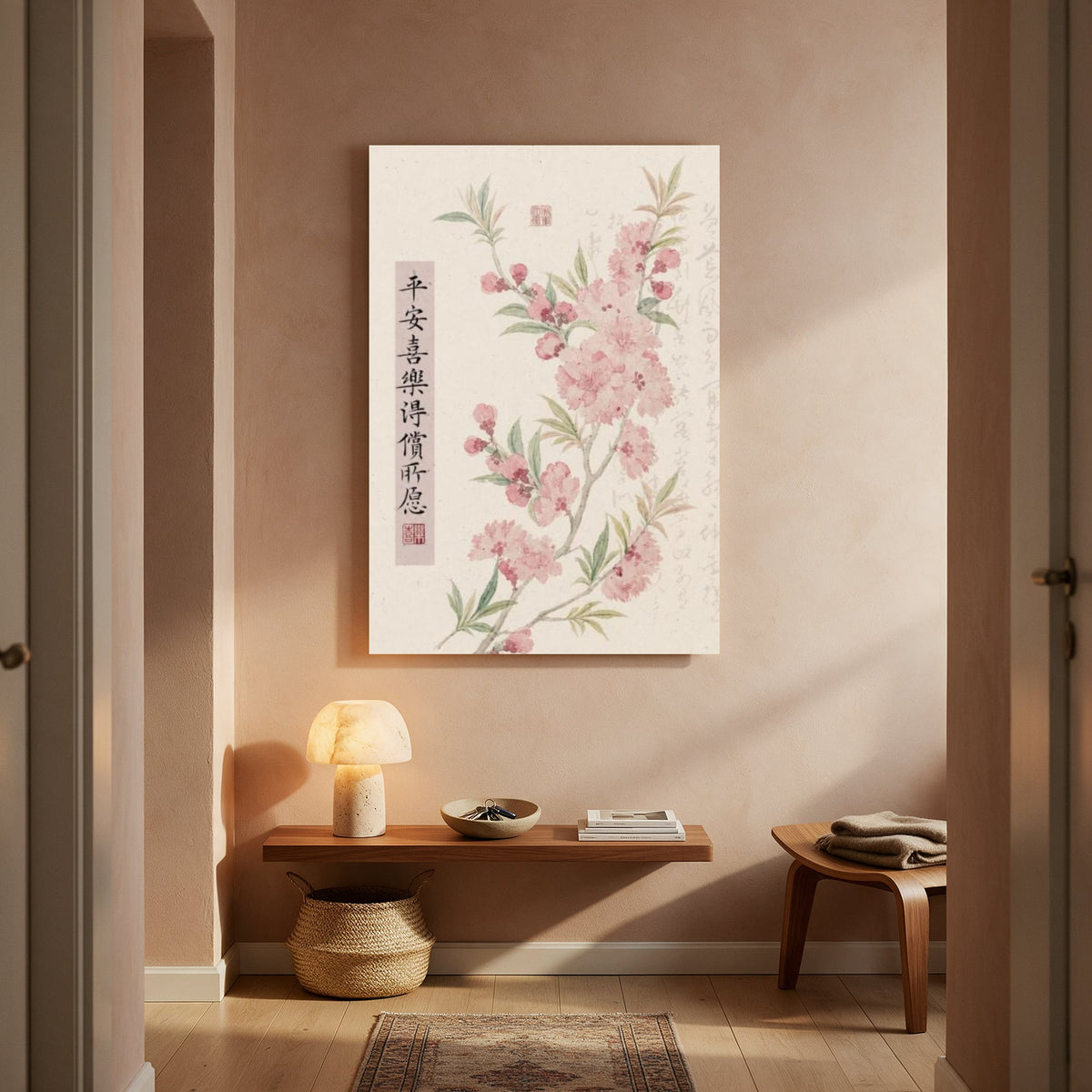 Peach Blossom Calligraphy — Portrait Living Room- Final