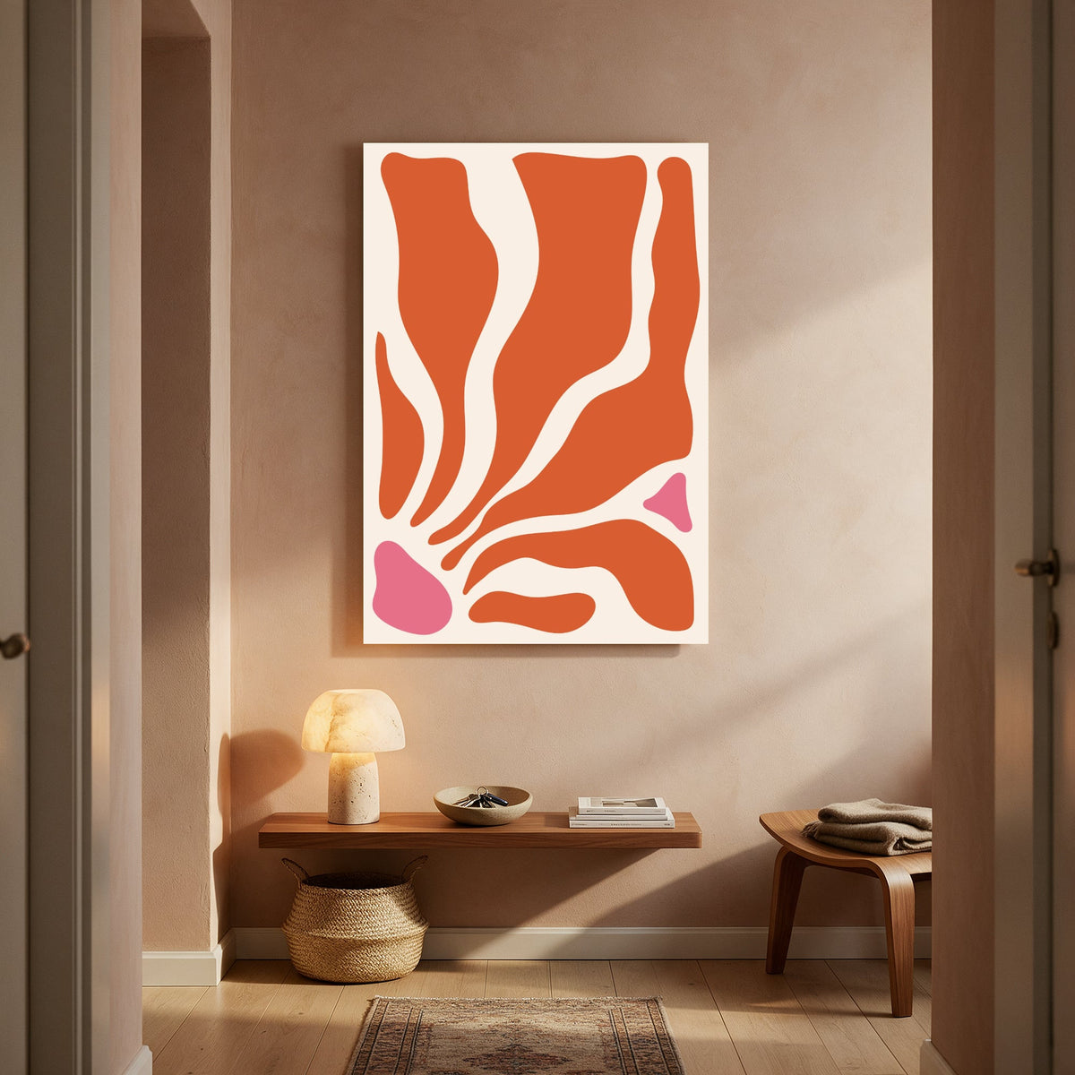 Coral Flame Bloom — Portrait Living Room- Final