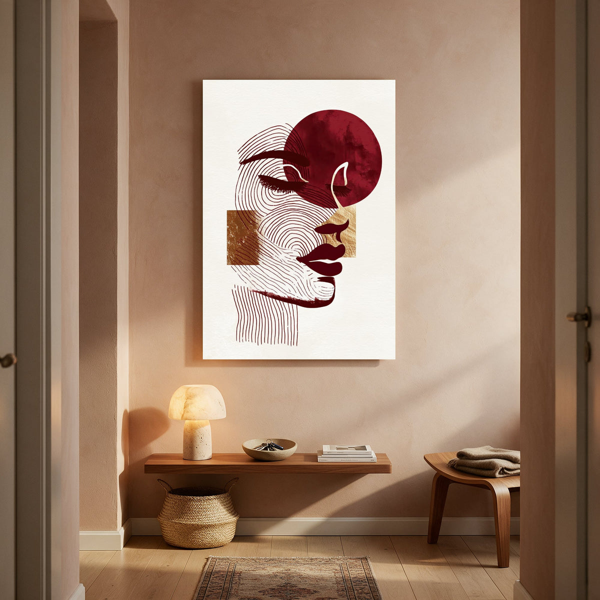 Line Art Portrait in Wine — Portrait Living Room- Final