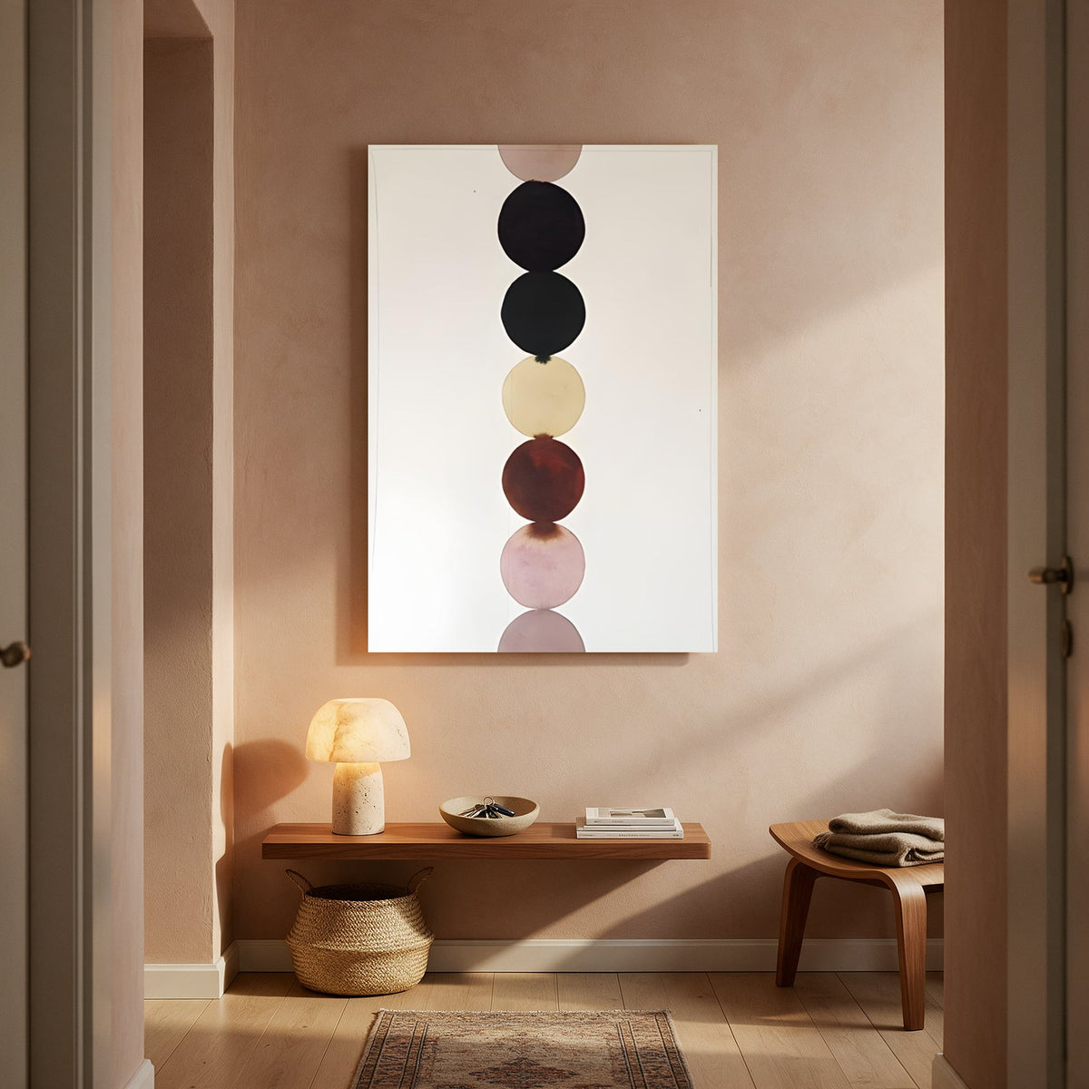 Stacked Circles in Earth Tones — Portrait Living Room- Final