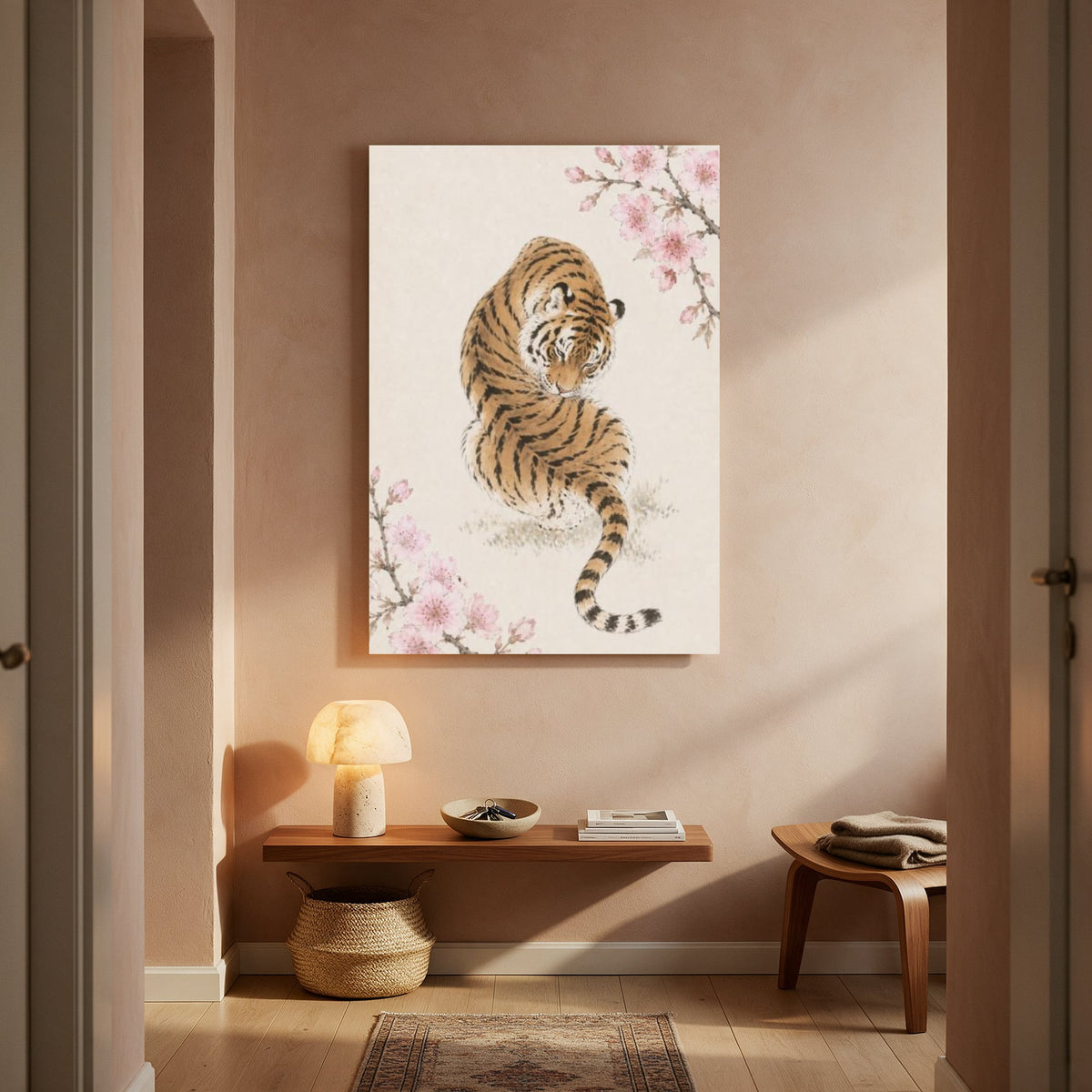 Tiger and Cherry Blossoms — Portrait Living Room- Final