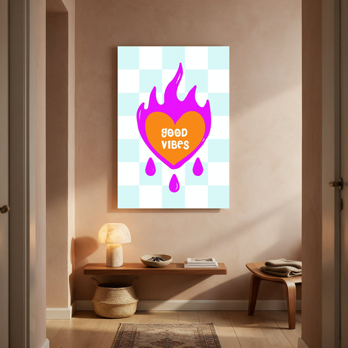 Good Vibes Flaming Heart — Portrait Living Room- Final