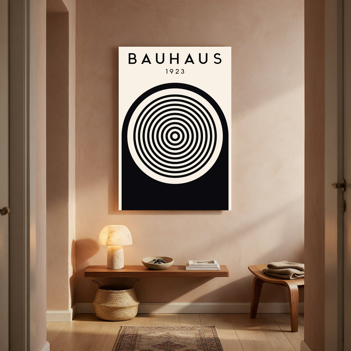 Bauhaus Target Rings on Black — Portrait Living Room- Final
