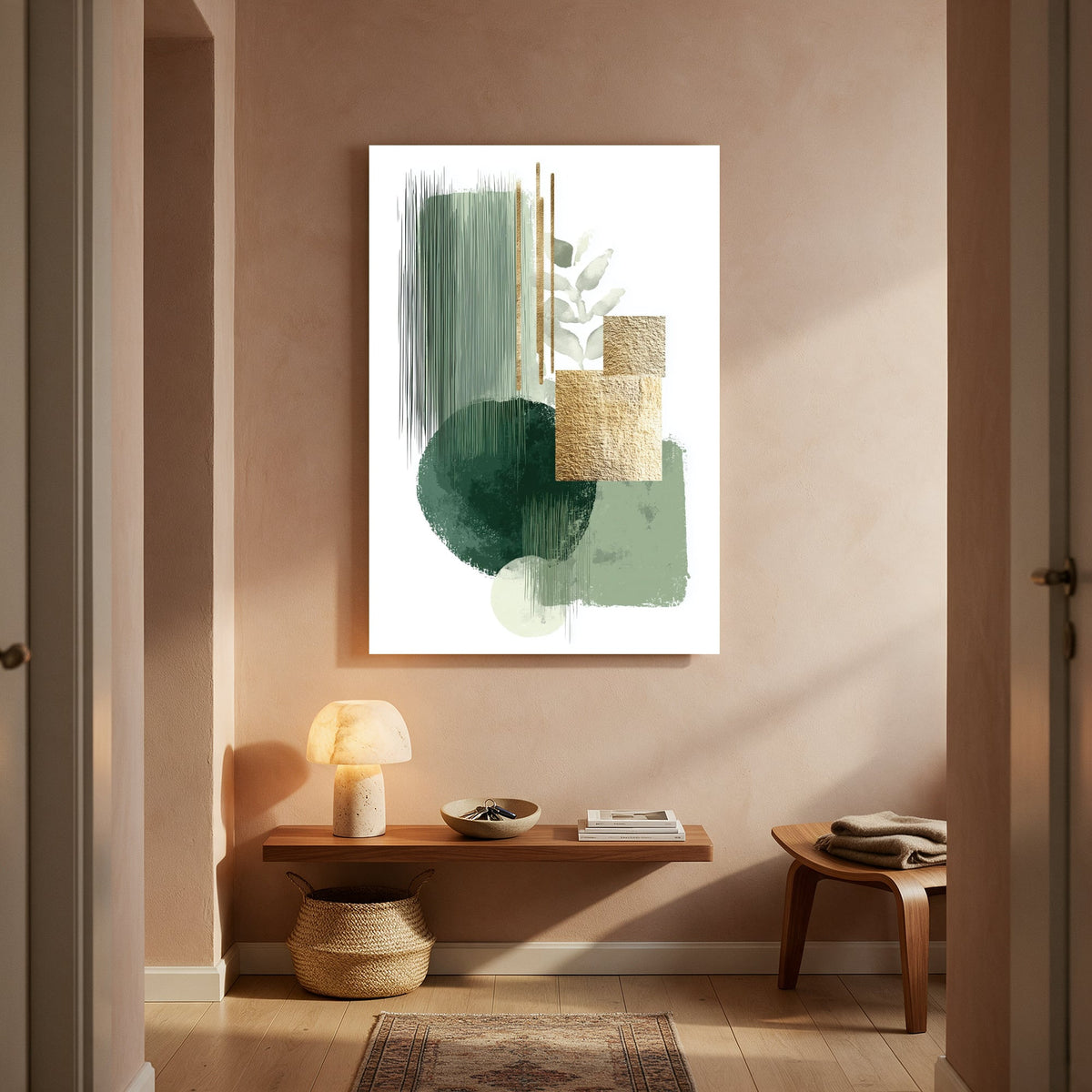 Brushstroke with Gold Sprig — Portrait Living Room- Final