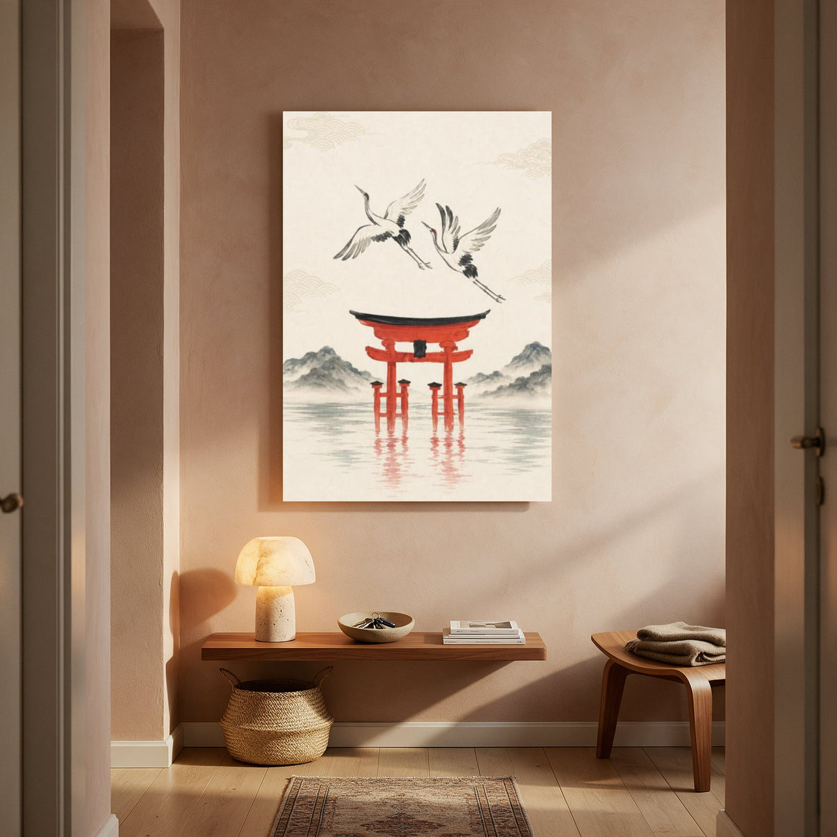 Cranes over the Floating Torii — Portrait Living Room- Final
