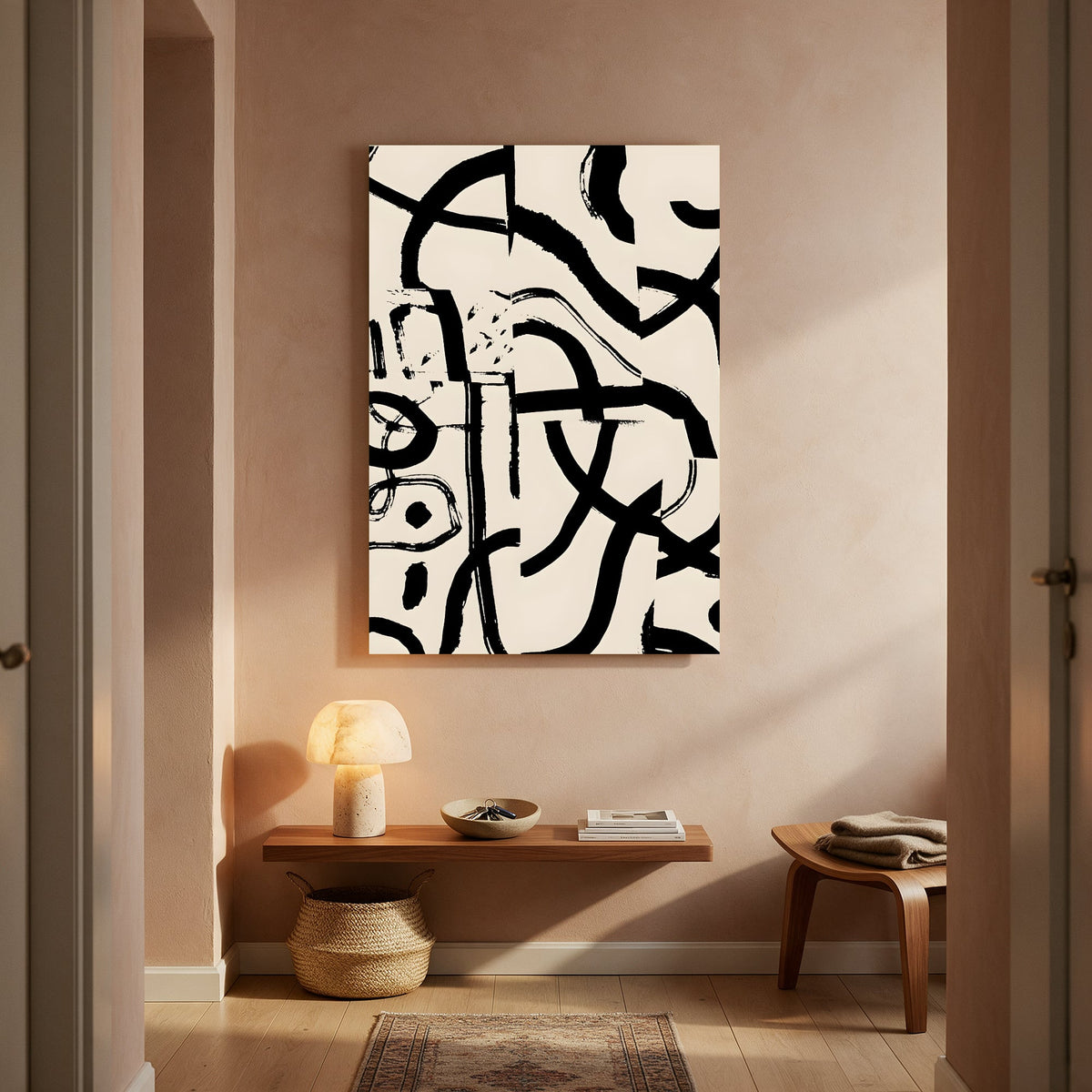 Brushed Maze on Cream — Portrait Living Room- Final