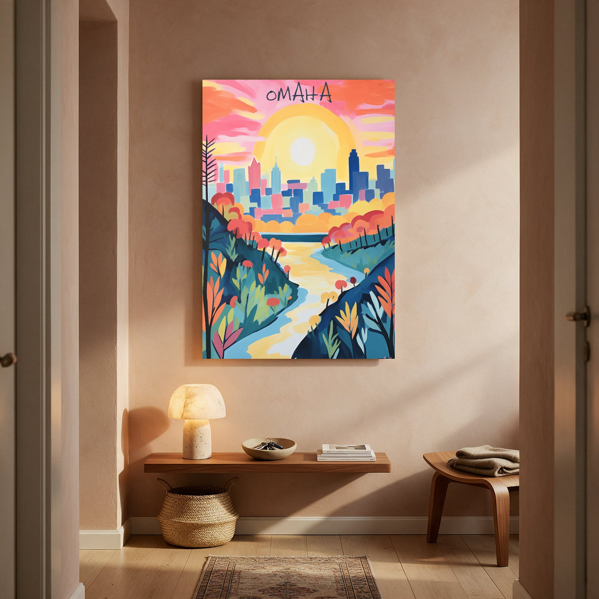 Omaha Sunset River — Portrait Living Room- Final