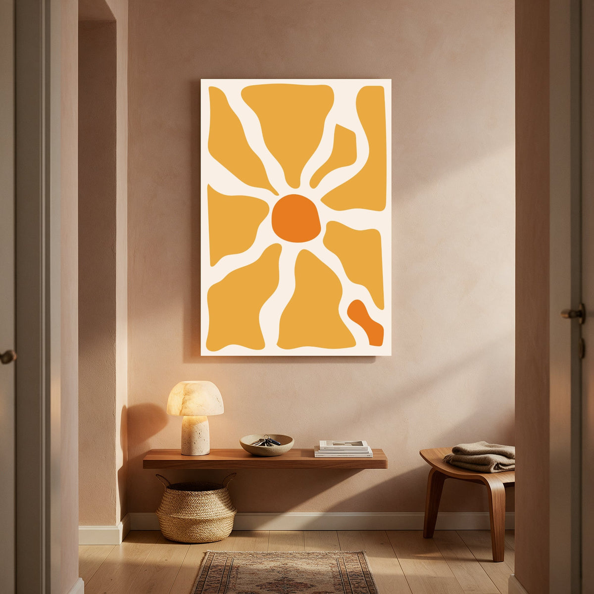 Golden Sunburst Bloom — Portrait Living Room- Final