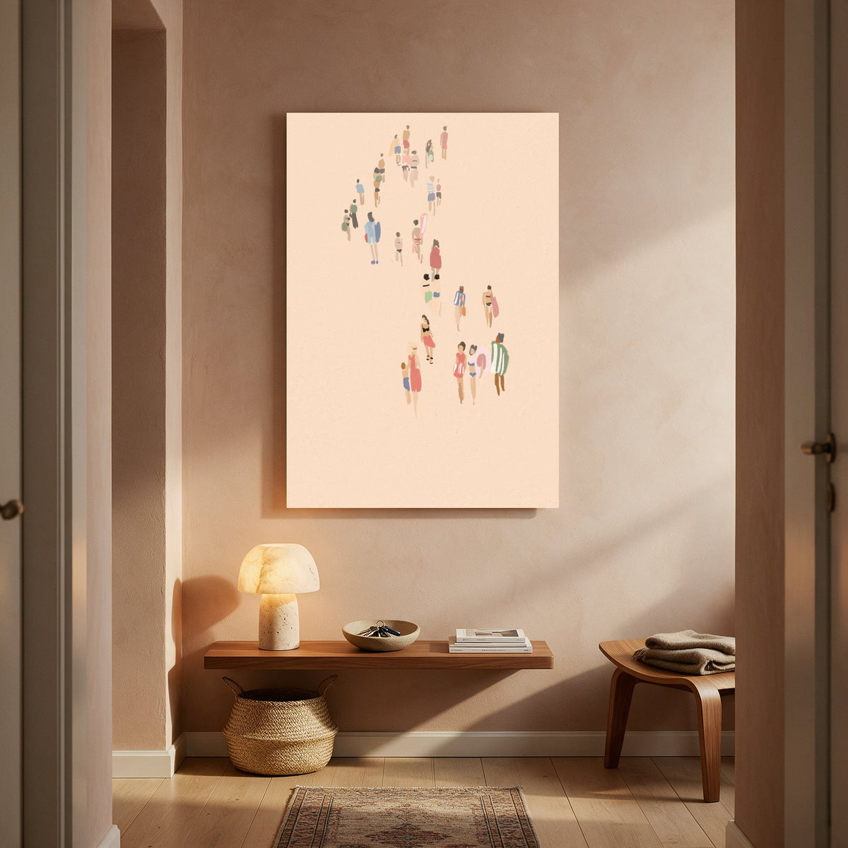 Beach Walkers on Peach Sand — Portrait Living Room- Final