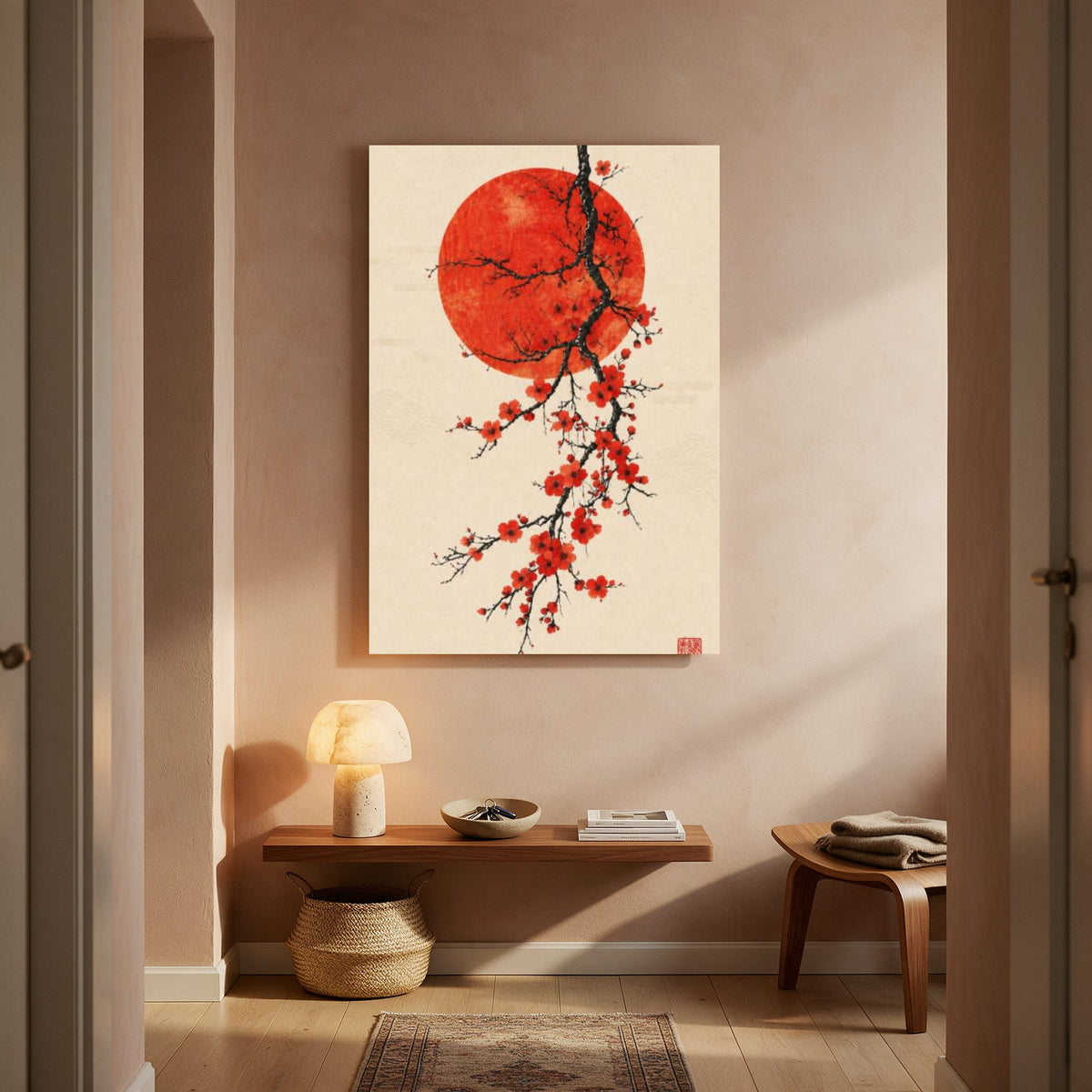 Plum Blossom and Red Sun — Portrait Living Room- Final