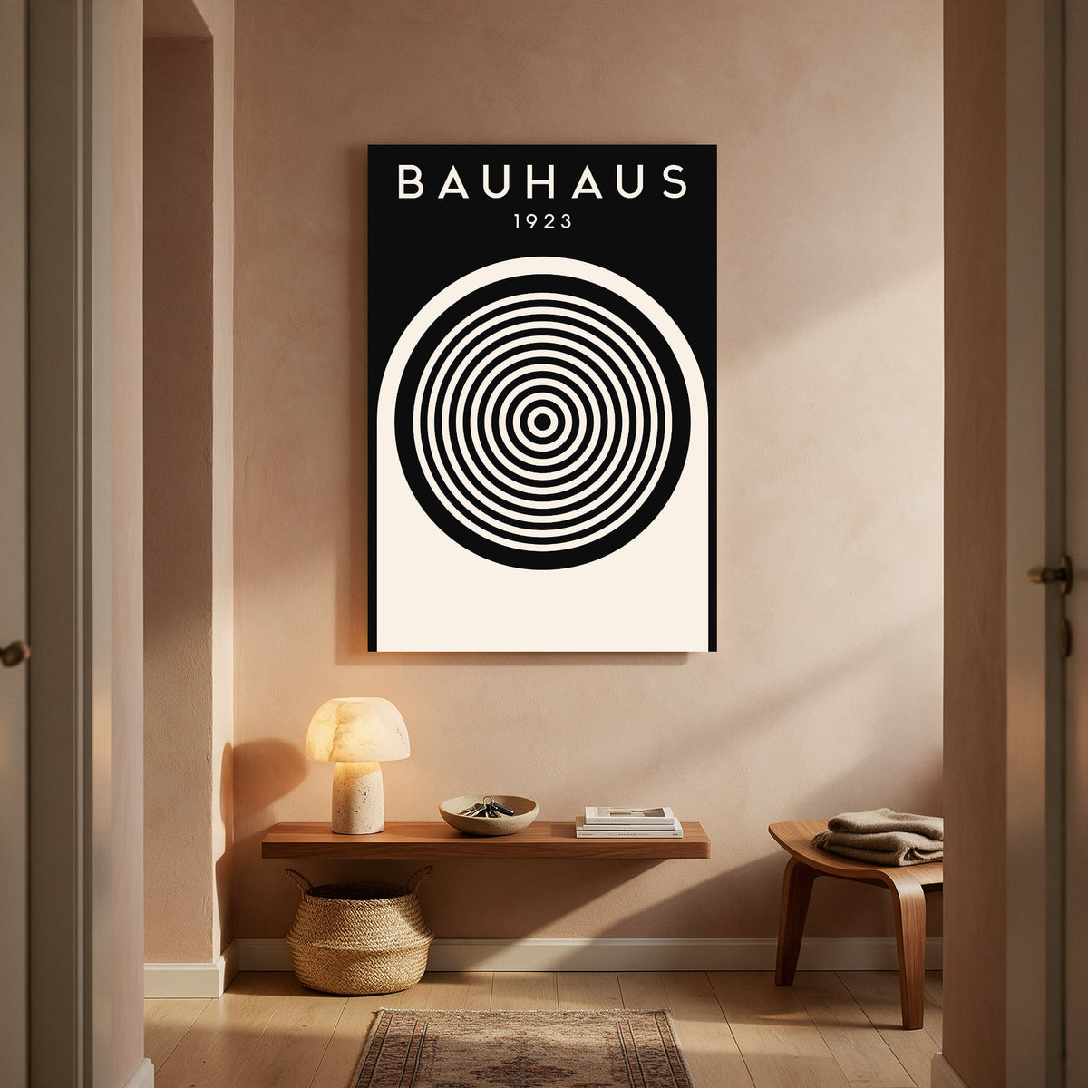 Bauhaus Target Rings on Cream — Portrait Living Room- Final