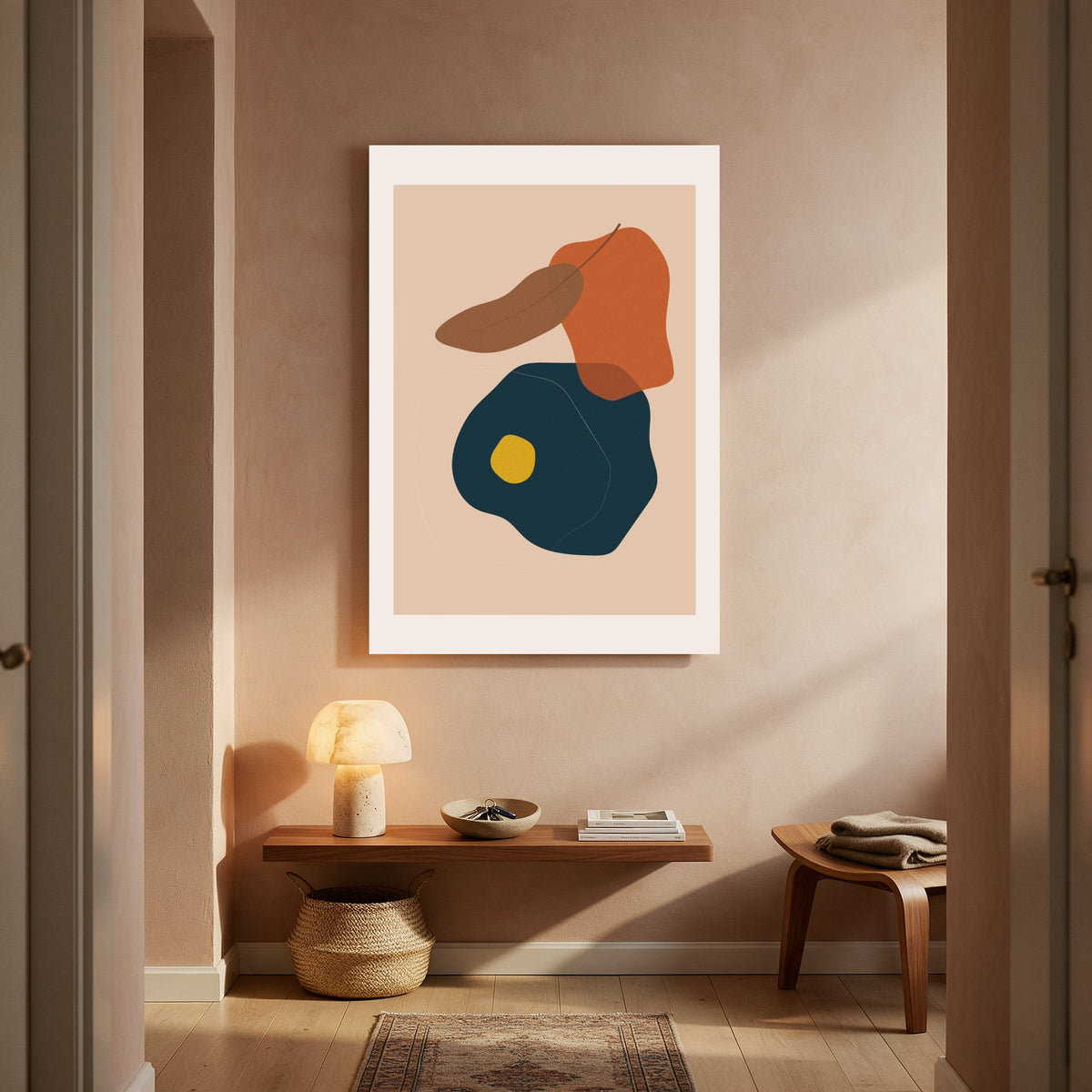 Terracotta and Navy Blobs — Portrait Living Room- Final