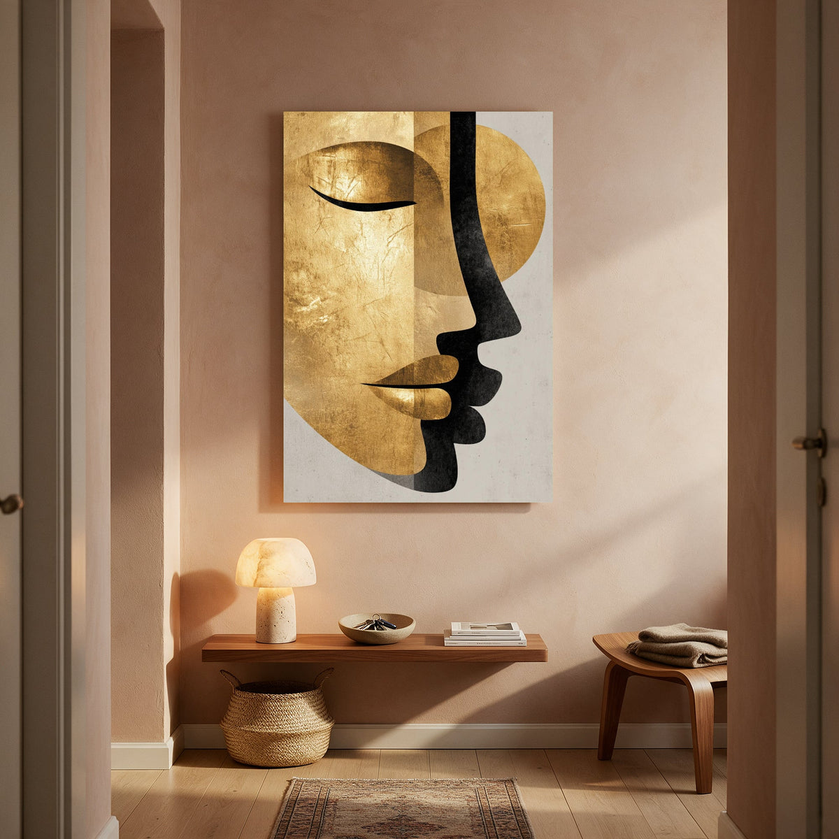 Golden Profile Mask — Portrait Living Room- Final