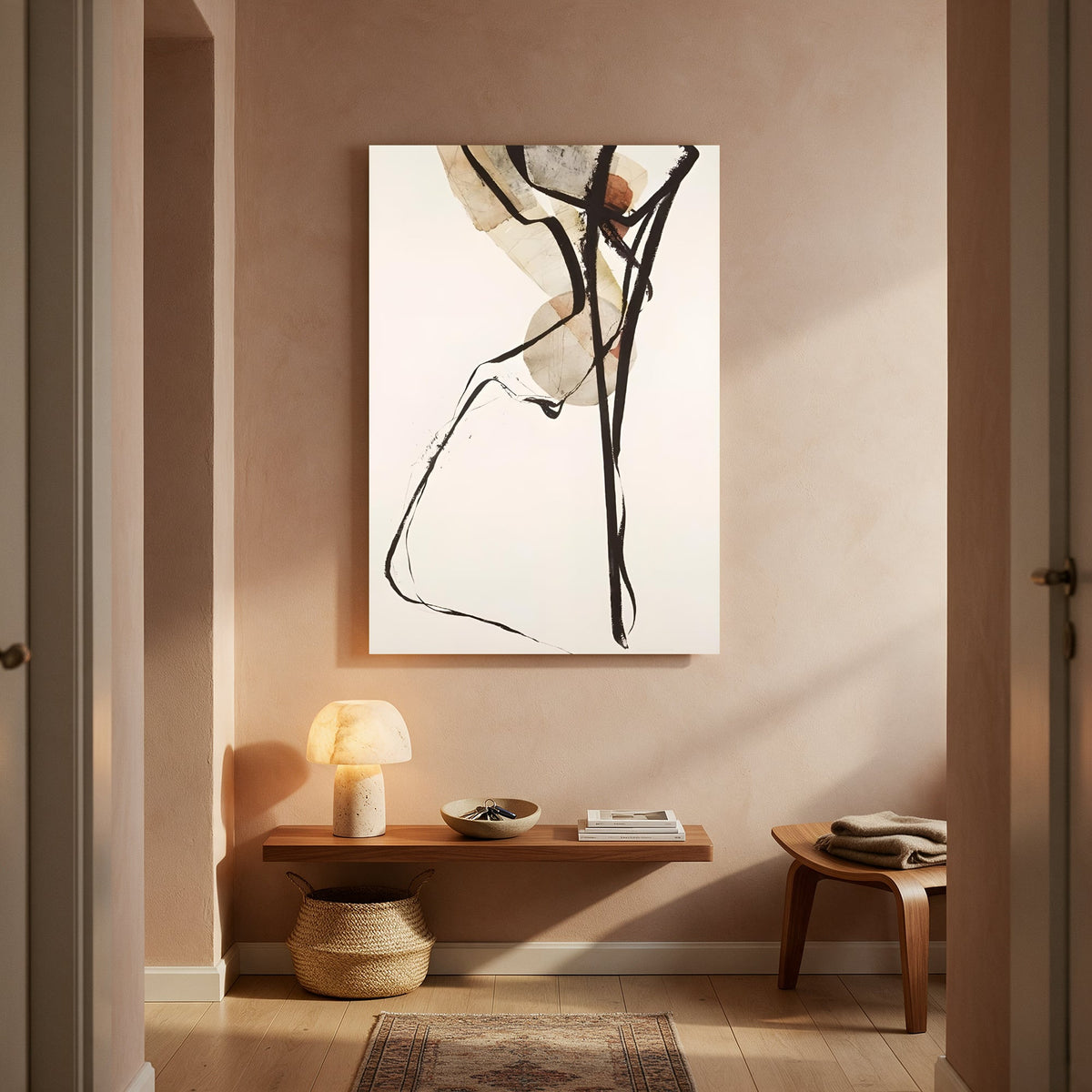 Ink Leaf Abstract — Portrait Living Room- Final