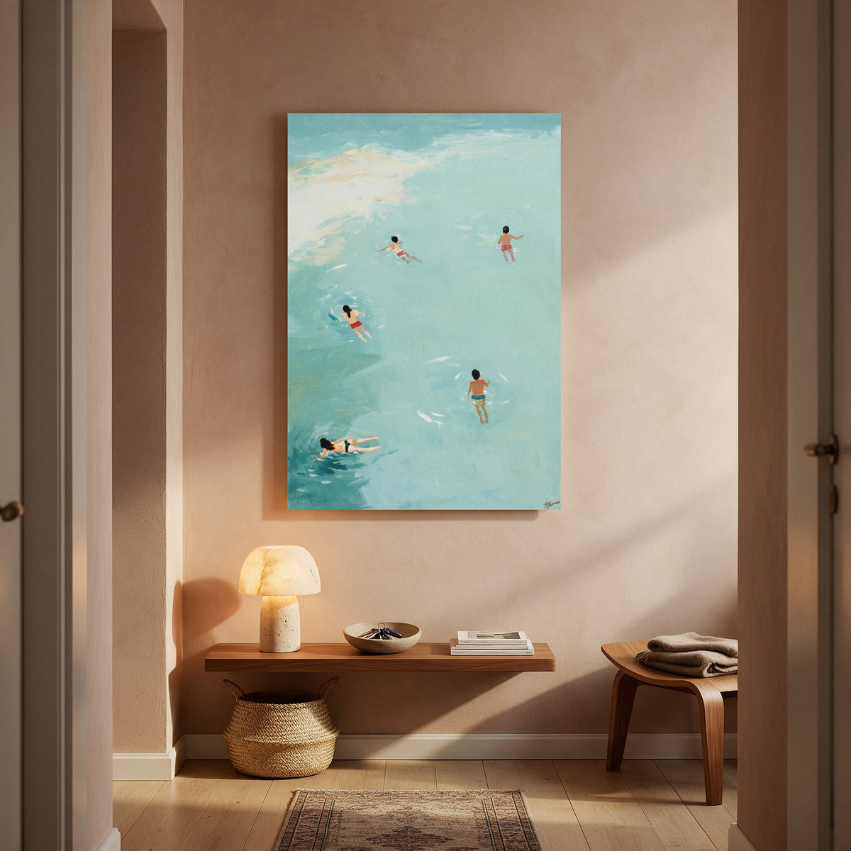 Swimmers in Teal Water — Portrait Living Room- Final