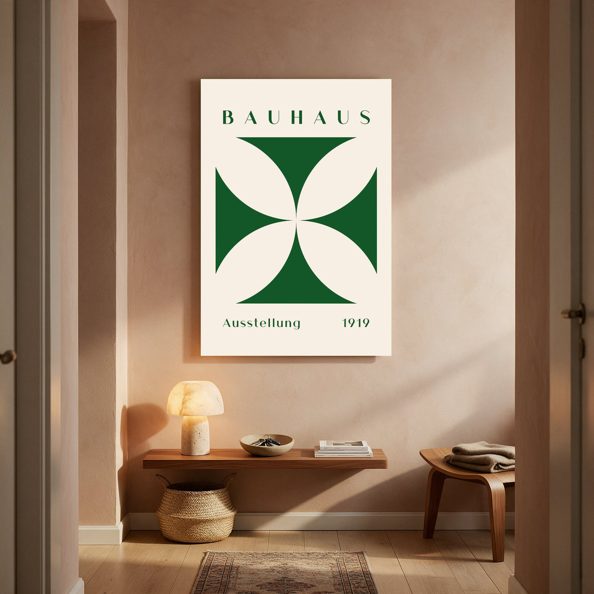 Bauhaus Green Cross Bloom — Portrait Living Room- Final