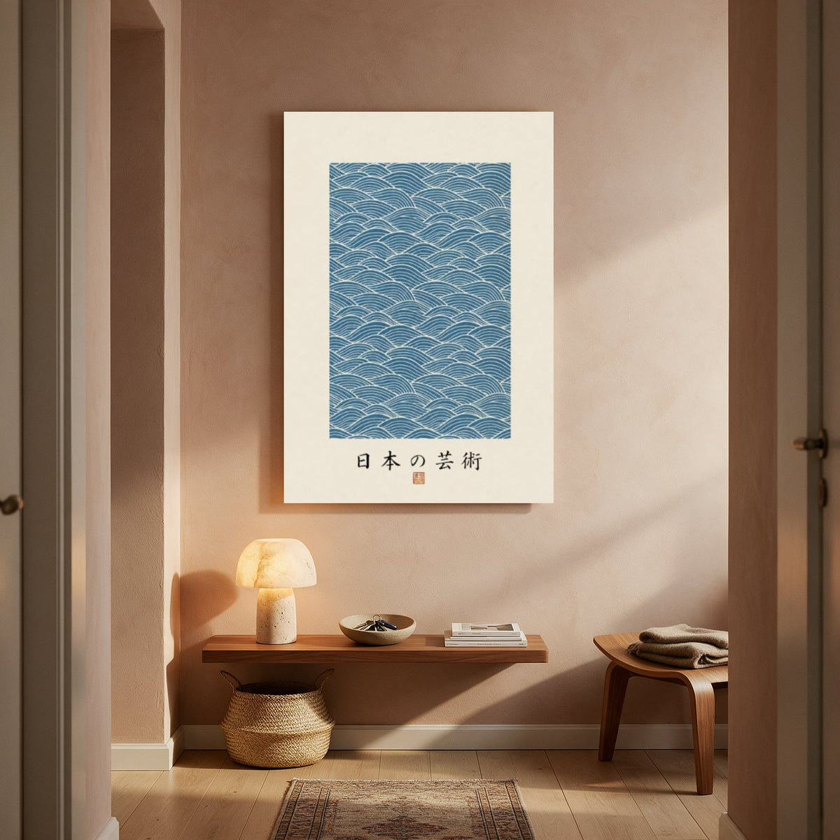 Blue Wave Pattern Art of Japan — Portrait Living Room- Final