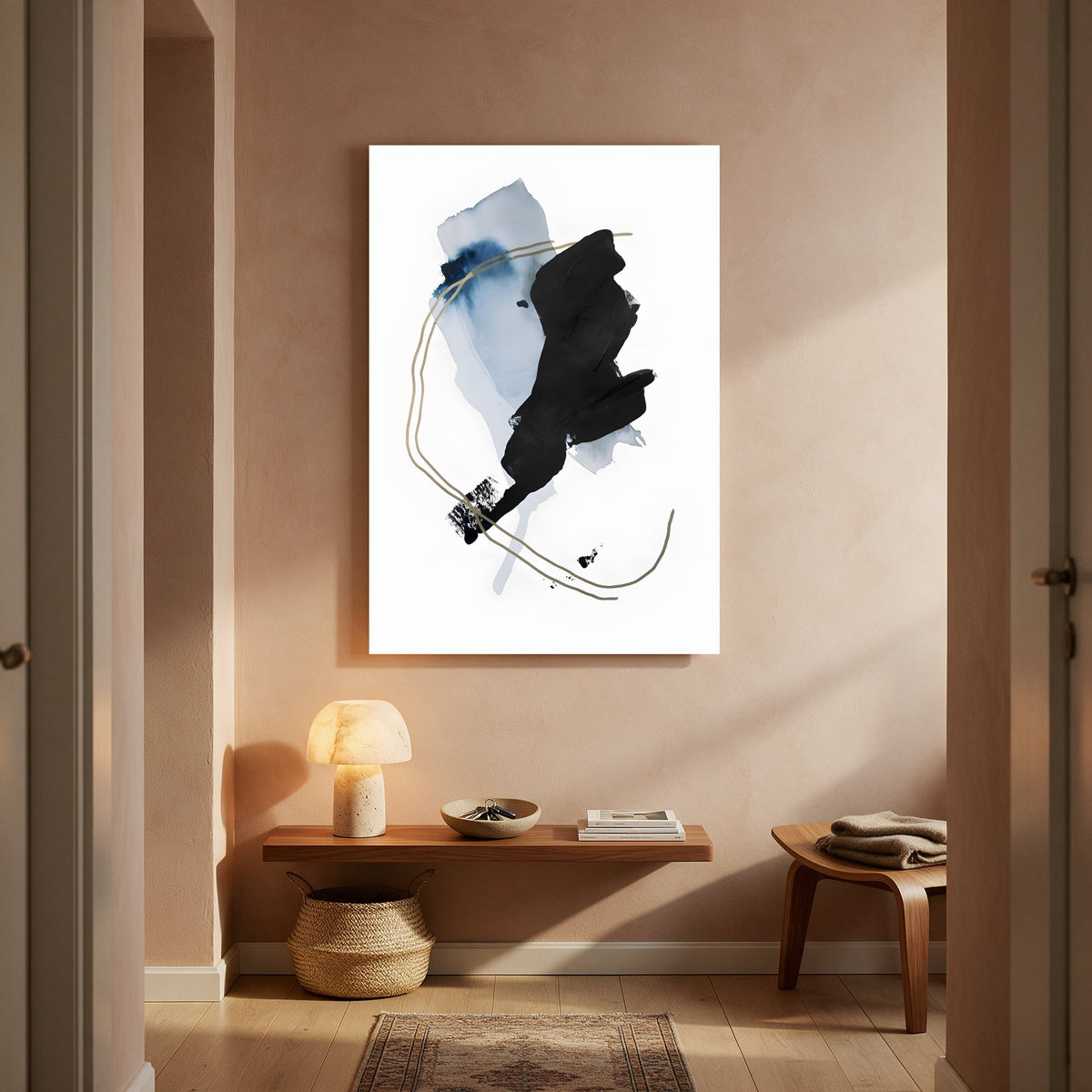 Blue Wash and Black Form — Portrait Living Room- Final