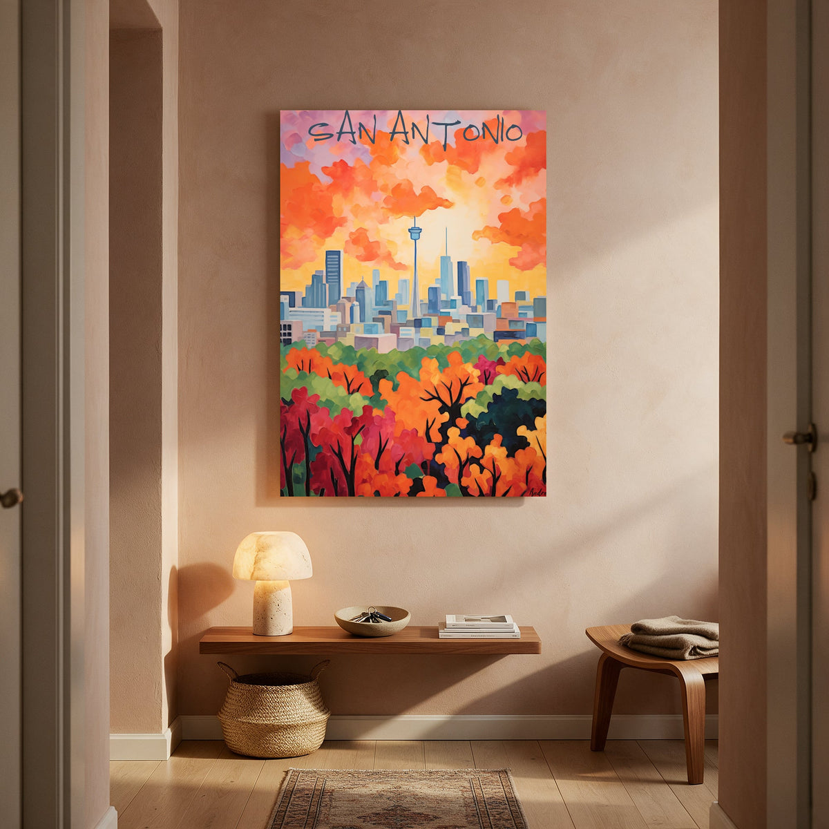 San Antonio Sunset Skyline — Portrait Living Room- Final