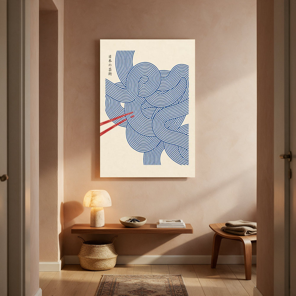 Blue Swirl and Chopsticks — Portrait Living Room- Final