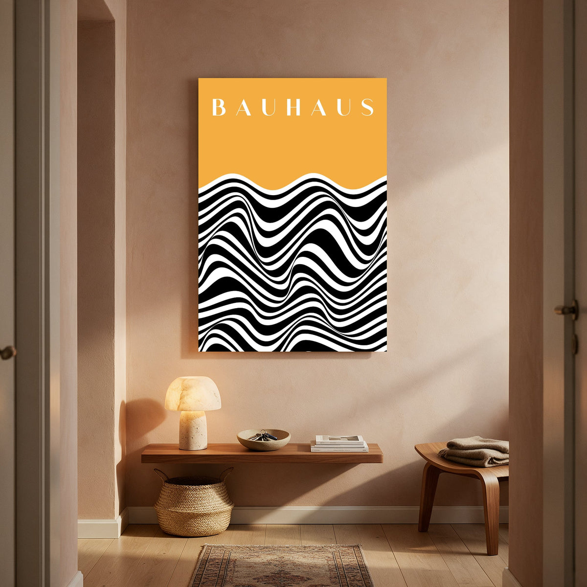 Bauhaus Orange Horizon Waves — Portrait Living Room- Final