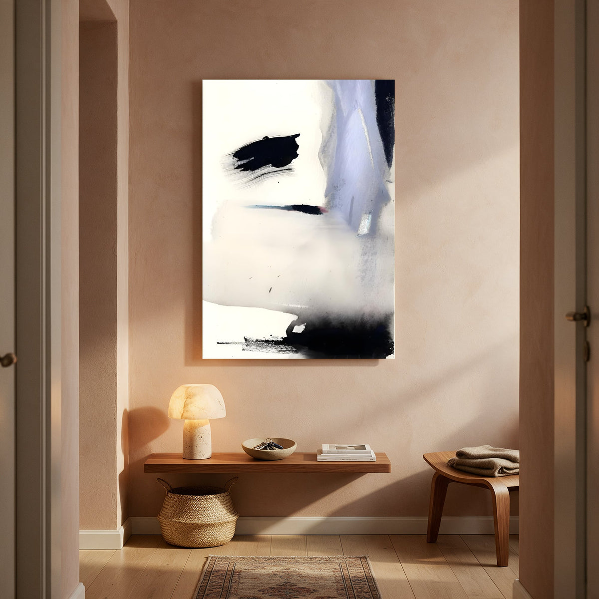 Soft Blue Wash Abstract — Portrait Living Room- Final