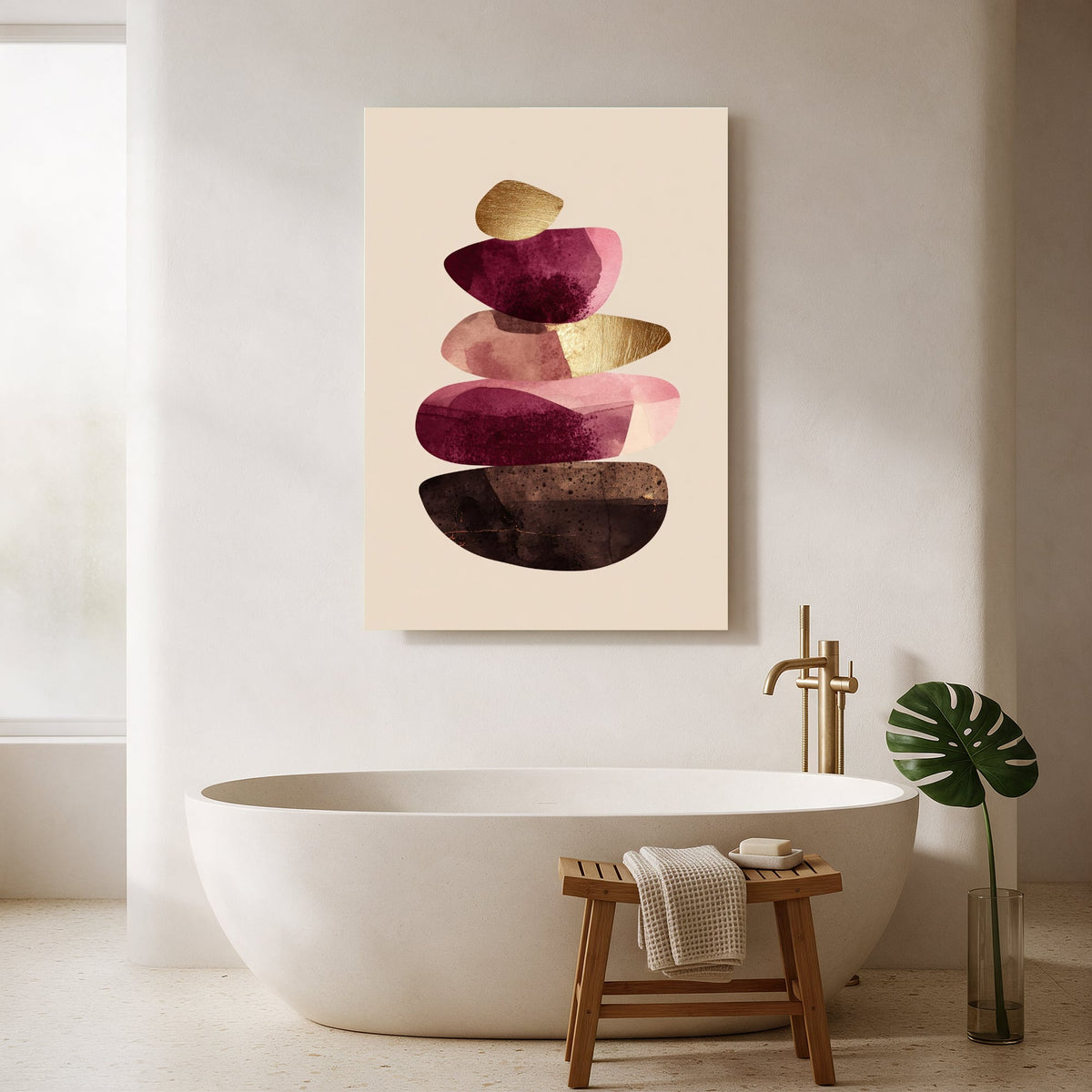 Balanced Stones in Burgundy — Portrait Bathroom Final