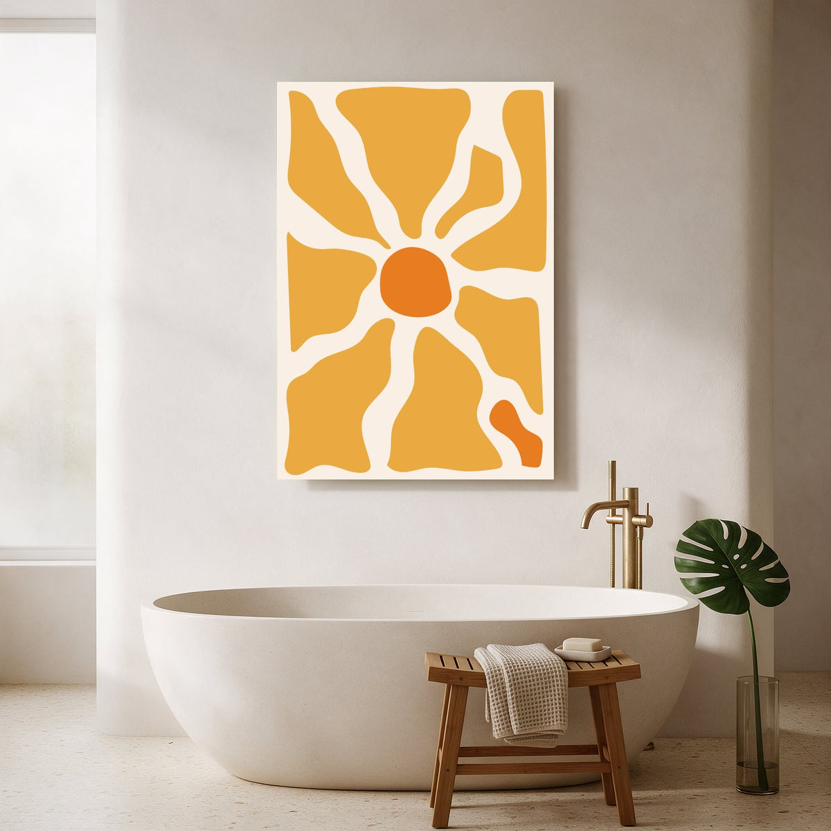 Golden Sunburst Bloom — Portrait Bathroom Final